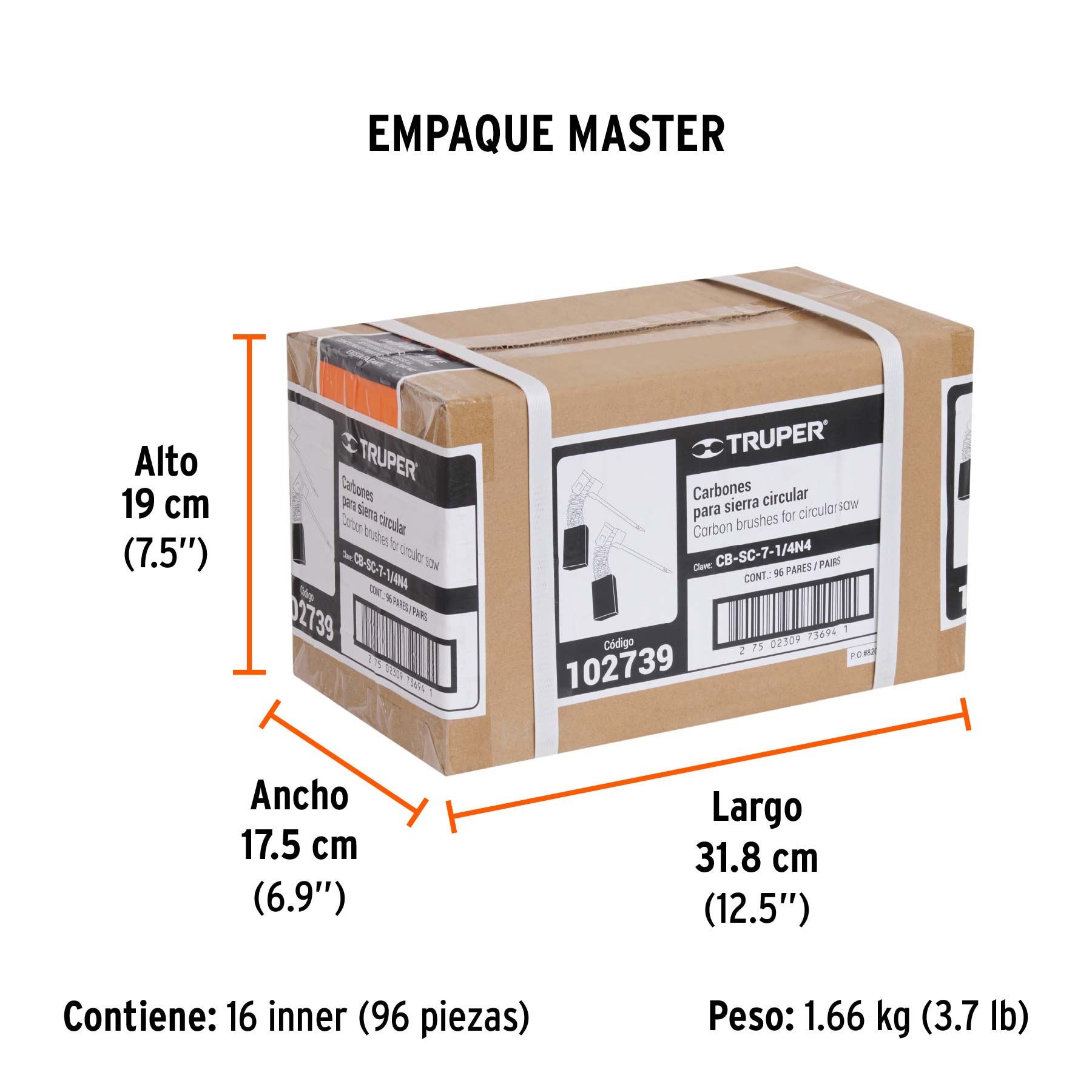 Bolsa con 2 carbones de repuesto para SICI-7-1/4N4, TRUPER - Empaque