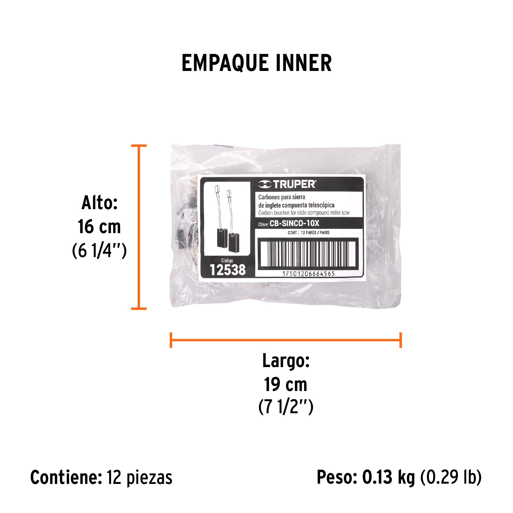 Bolsa con 2 carbones de repuesto para SINCO-10X, TRUPER - Empaque