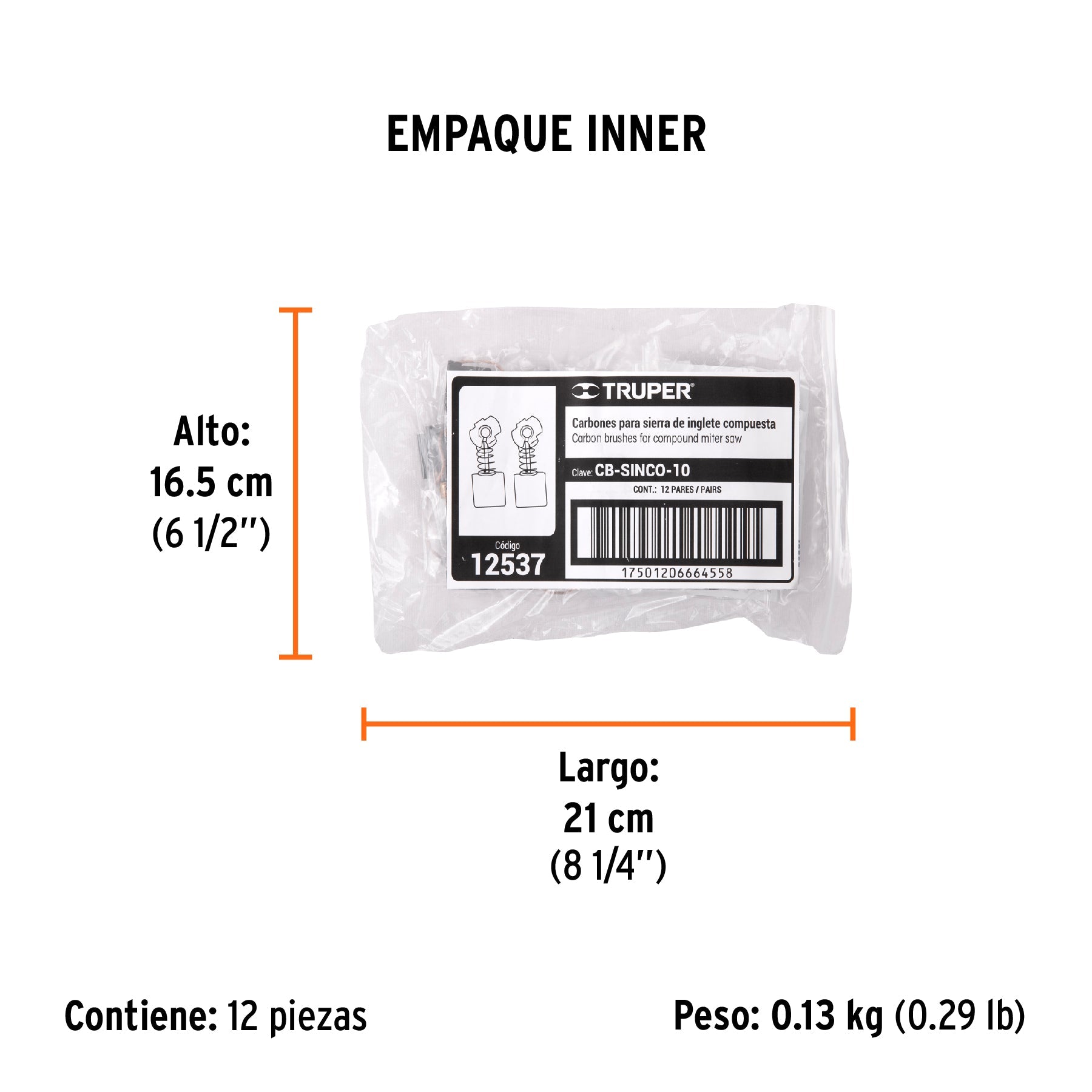 Bolsa con 2 carbones de repuesto para SINCO-10, TRUPER - Empaque