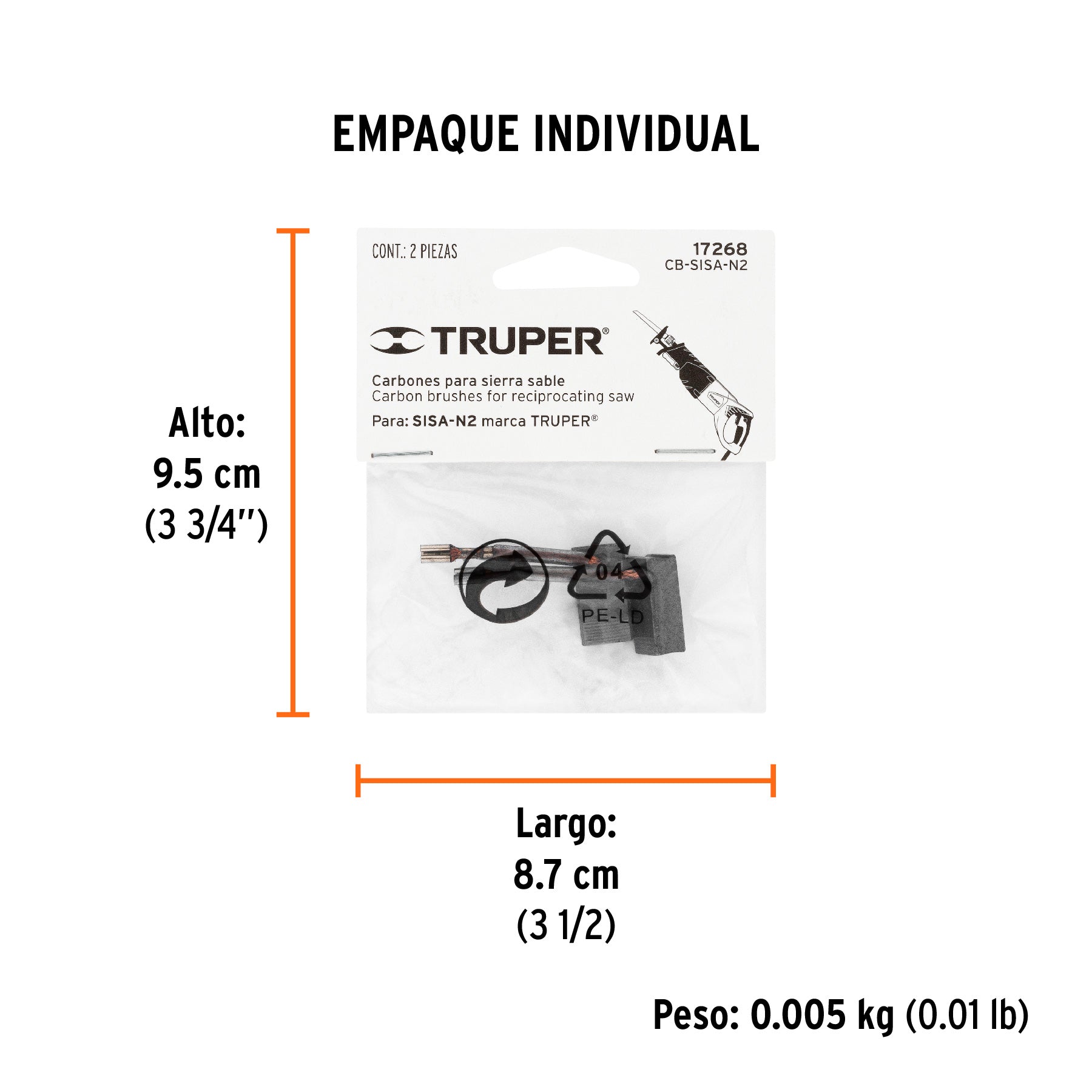 Bolsa con 2 carbones de repuesto para SISA-N2, TRUPER - Empaque