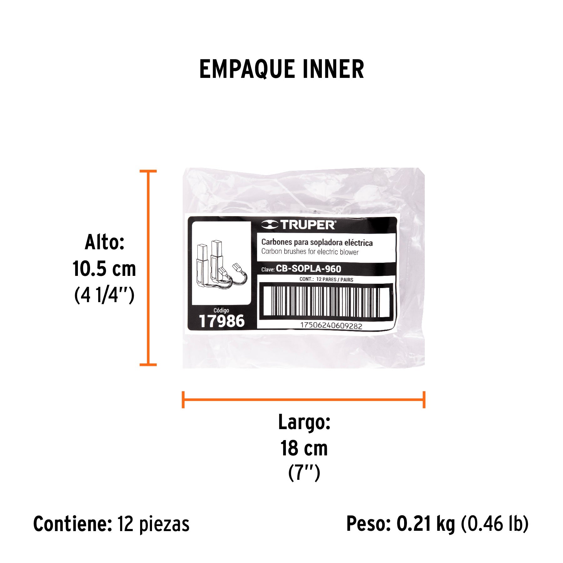 Bolsa con 2 carbones de repuesto para SOPLA-960, TRUPER - Empaque