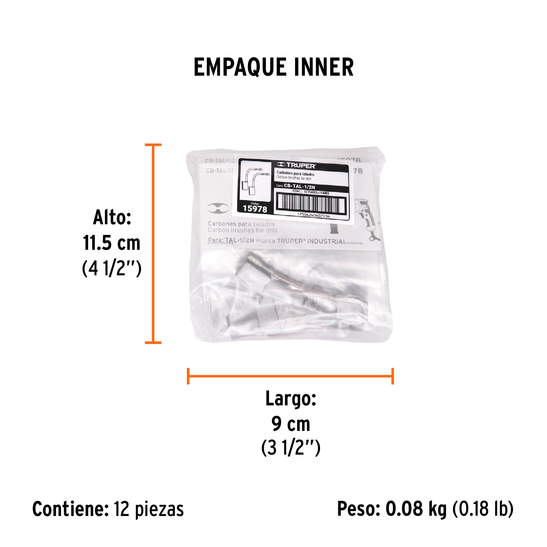 Bolsa con 2 carbones de repuesto para TAL-1/2N, TRUPER - Empaque