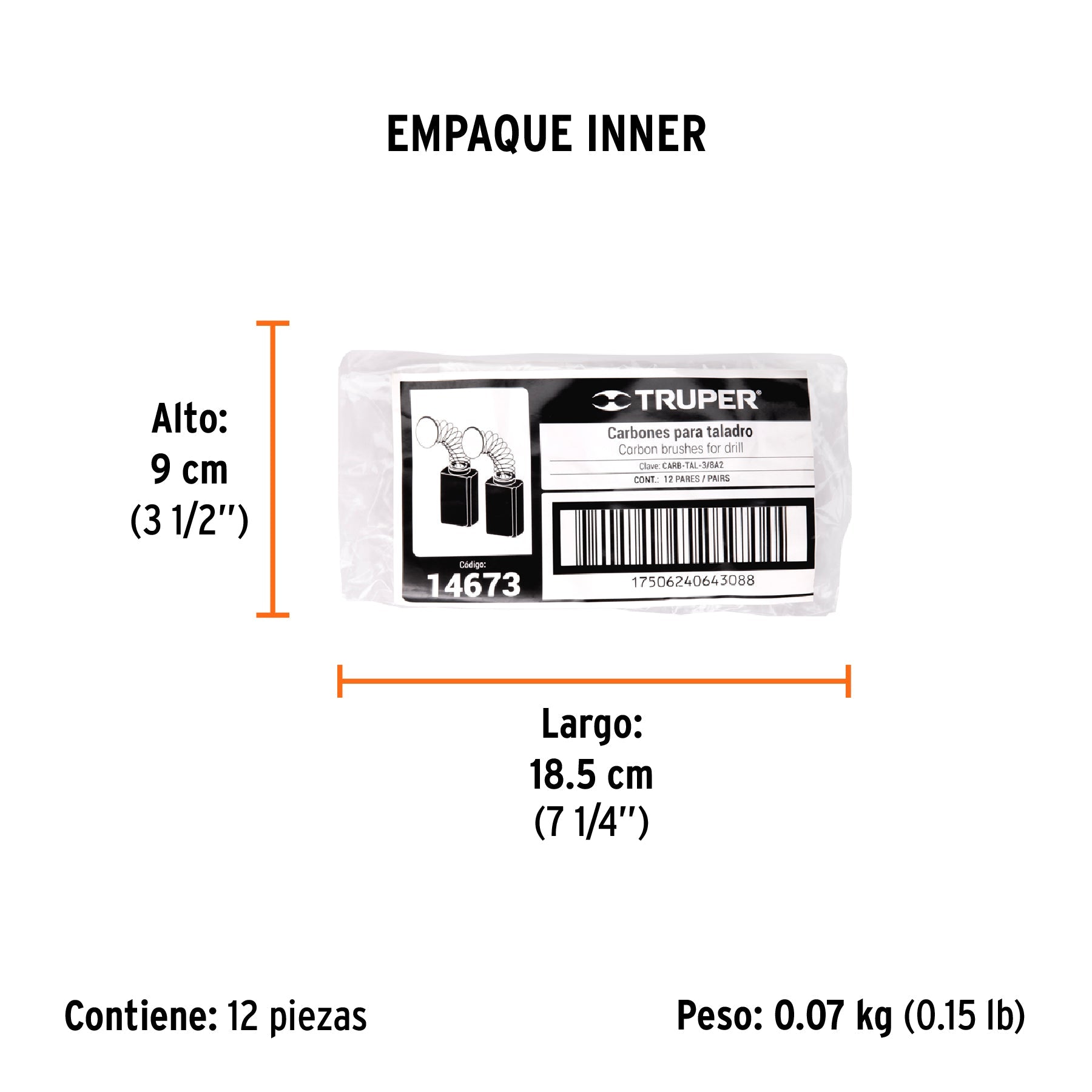 Bolsa con 2 carbones de repuesto para TAL-3/8A2, TRUPER - Empaque