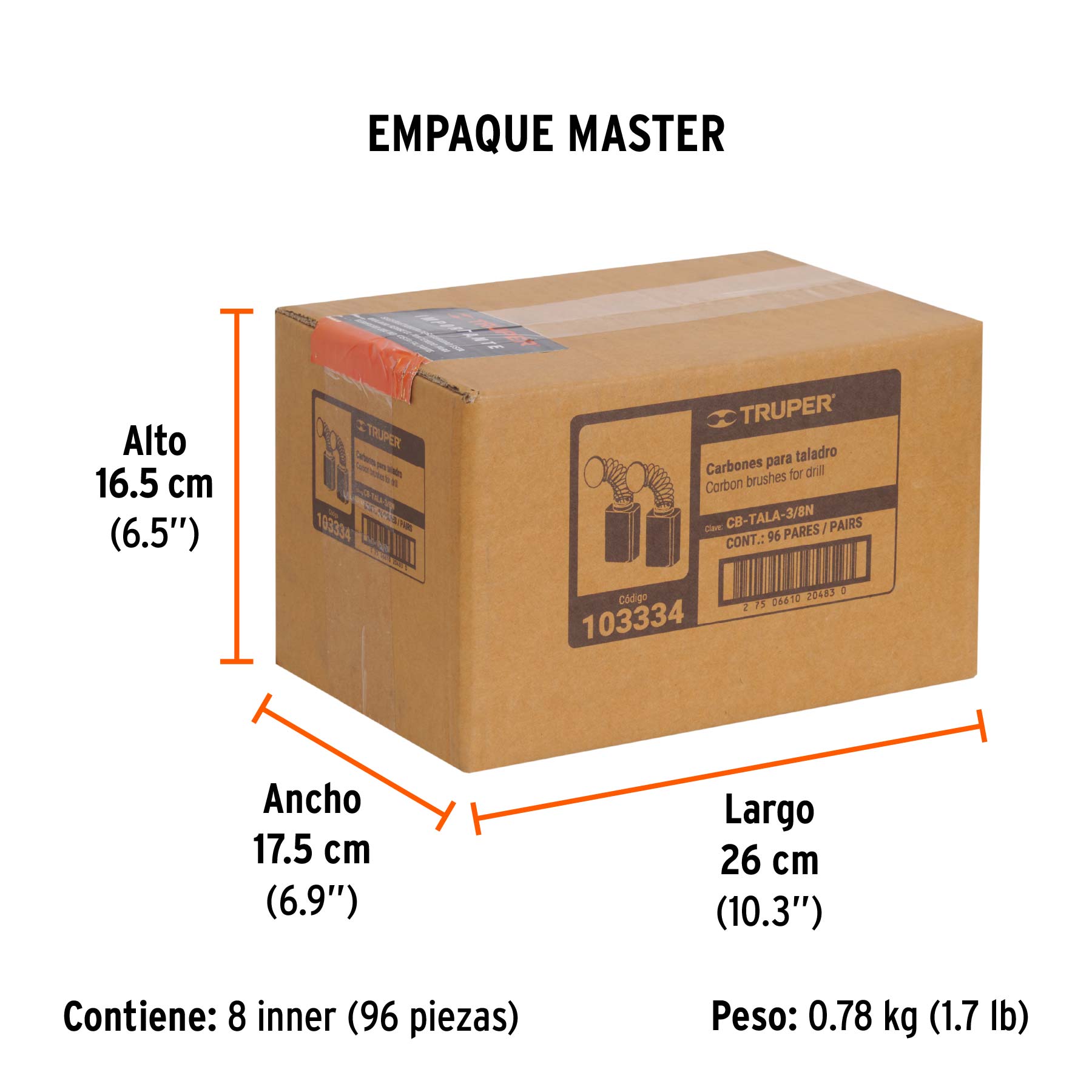 Bolsa con 2 carbones de repuesto para TALA-3/8N, TRUPER - Empaque