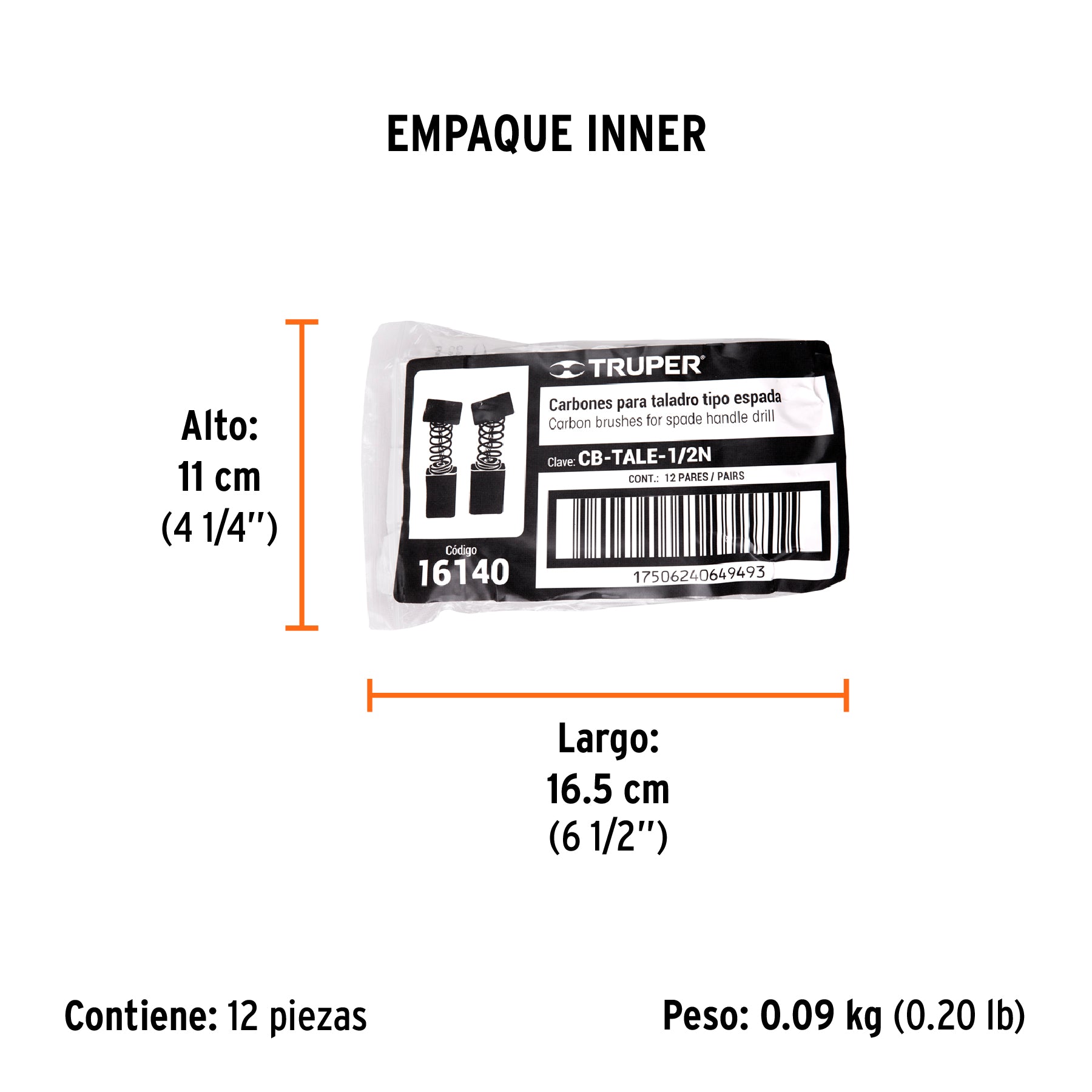 Bolsa con 2 carbones de repuesto para TALE-1/2N, TRUPER - Empaque