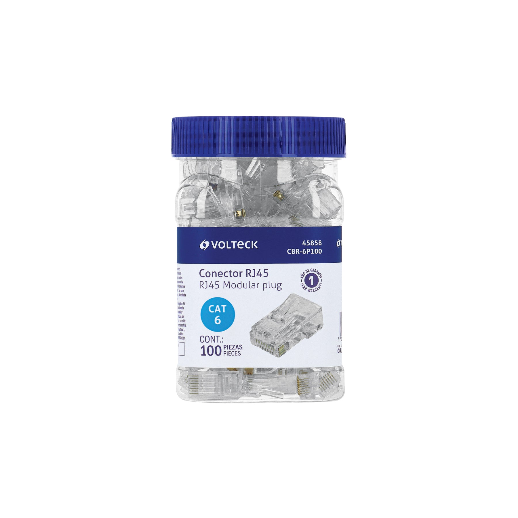 Plug RJ45 CAT6, Bote con 100 piezas, VOLTECK