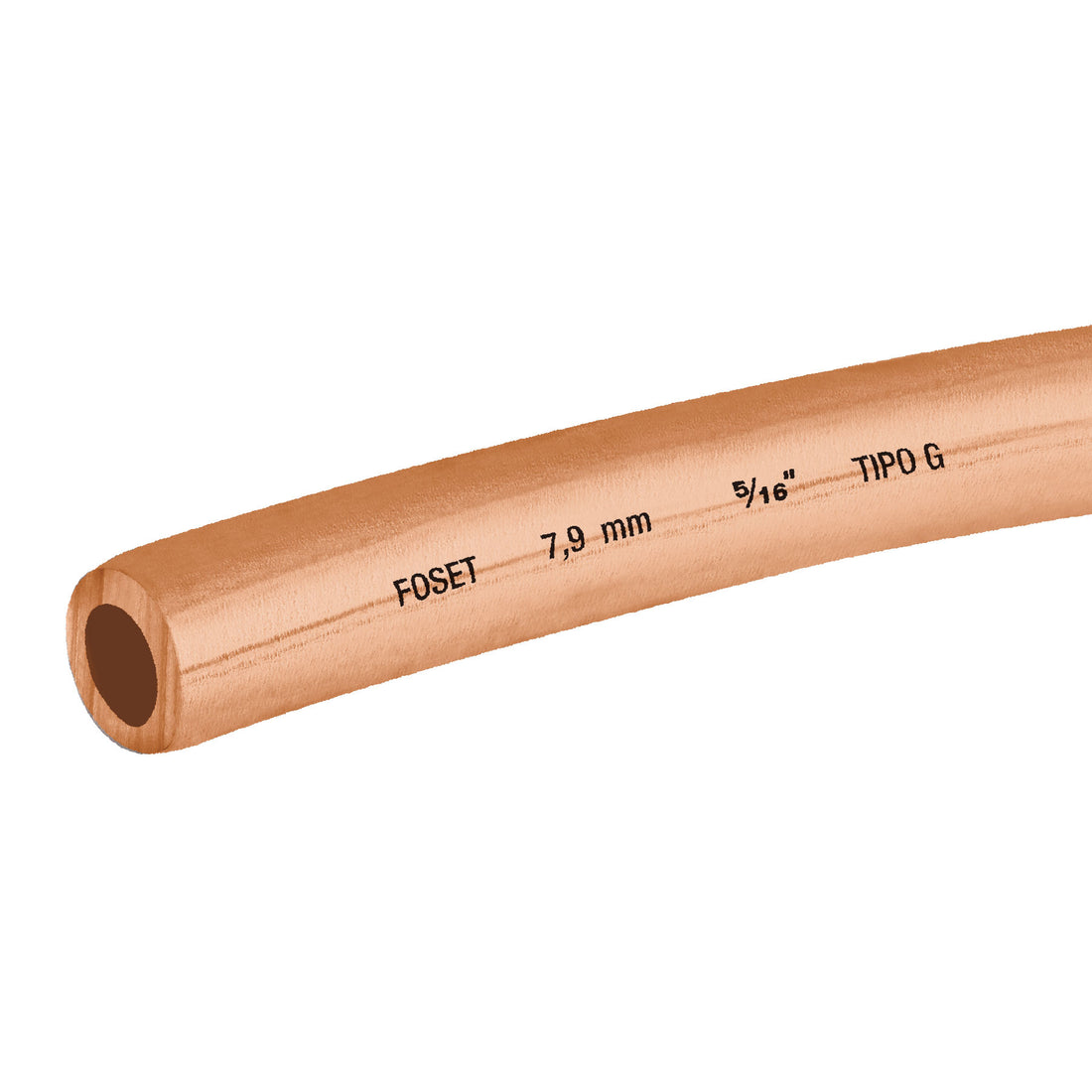 Tubo flexible de cobre 5/16", rollo de 15m, 2.3kg, FOSET