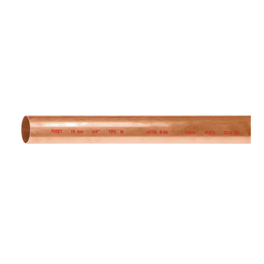 Tubo rígido de cobre 3/4" tipo "M", 3m, 1.4kg, FOSET