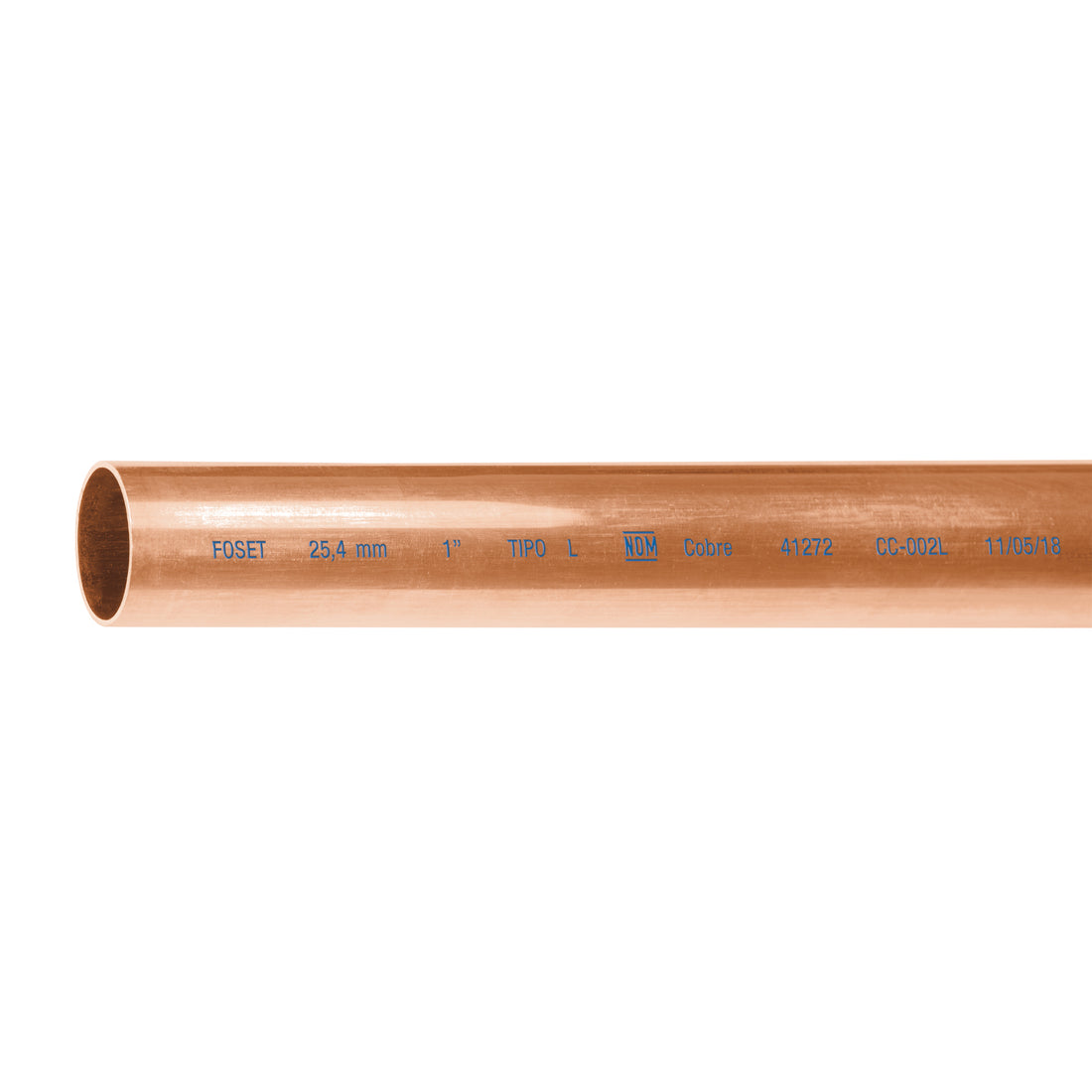 Tubo rígido de cobre 1" tipo "L", 3m, 2.9kg, FOSET