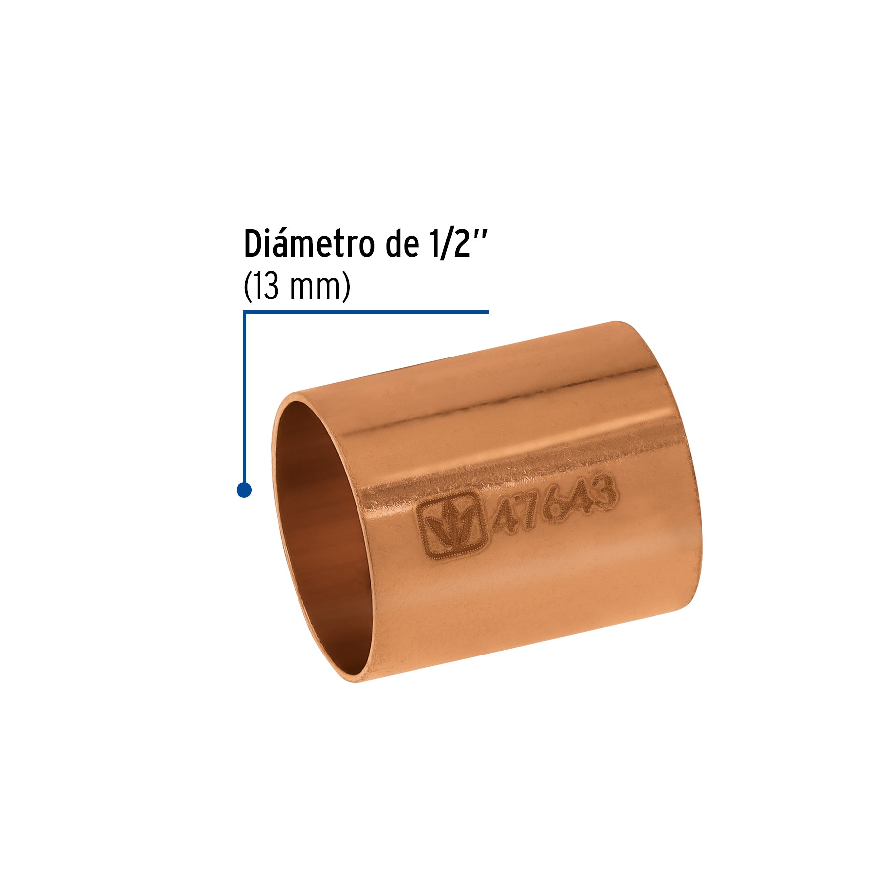 Cople de cobre 1/2", sin ranura, FOSET BASIC