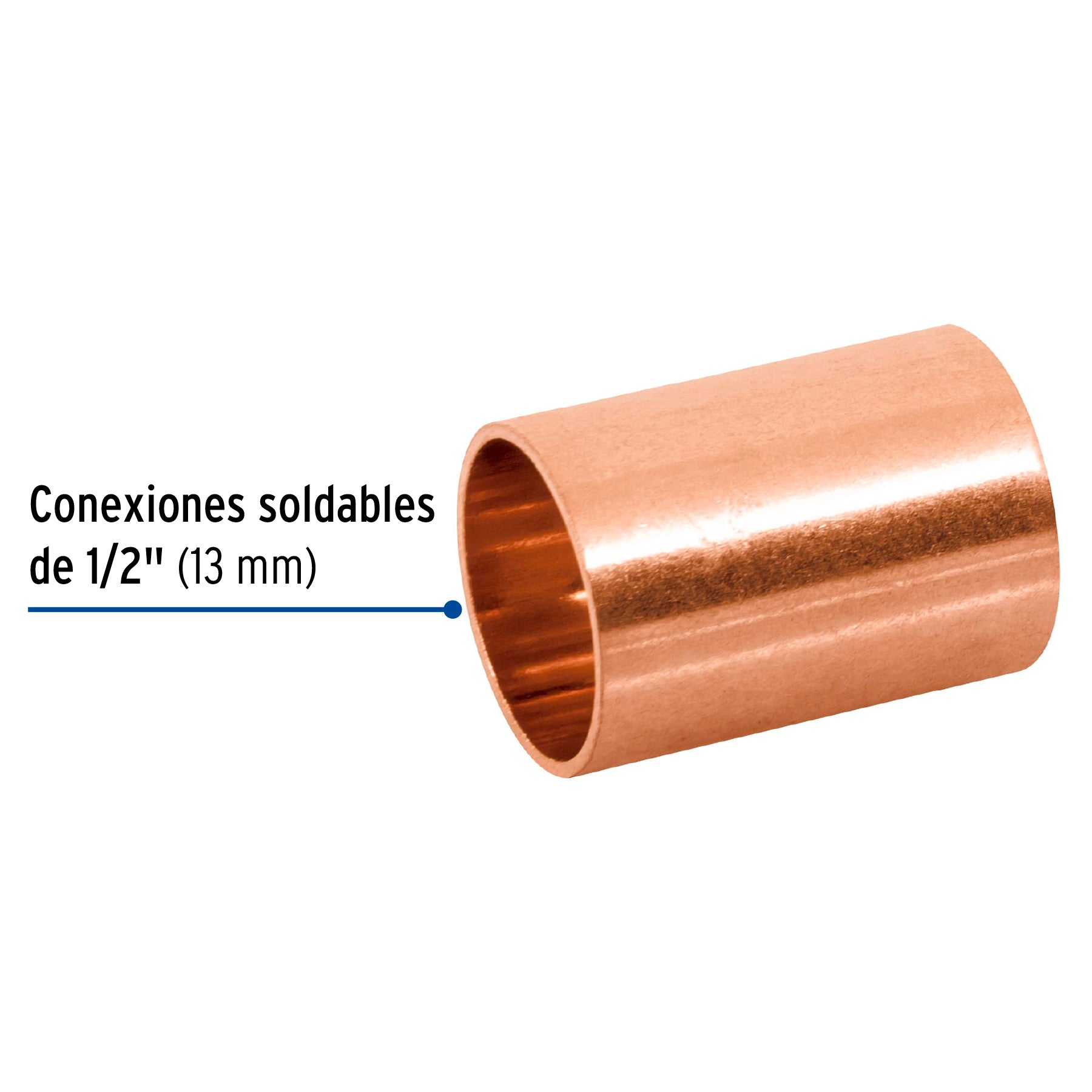 Cople de cobre 1/2", sin ranura, FOSET