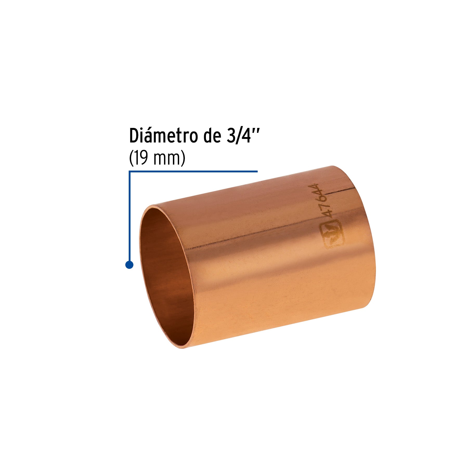 Cople de cobre 3/4", sin ranura, FOSET BASIC - Empaque