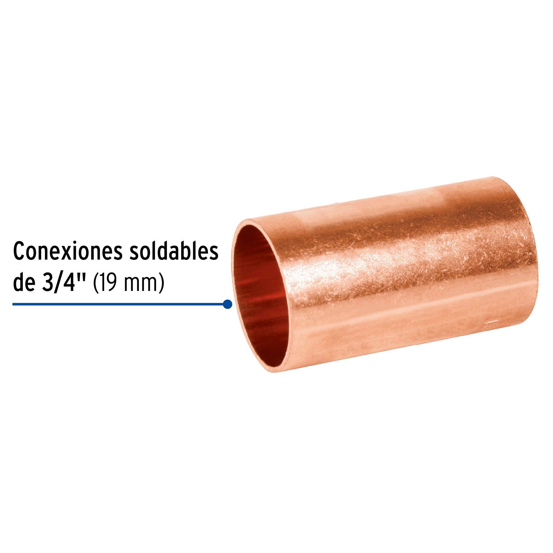 Cople de cobre 3/4", sin ranura, FOSET