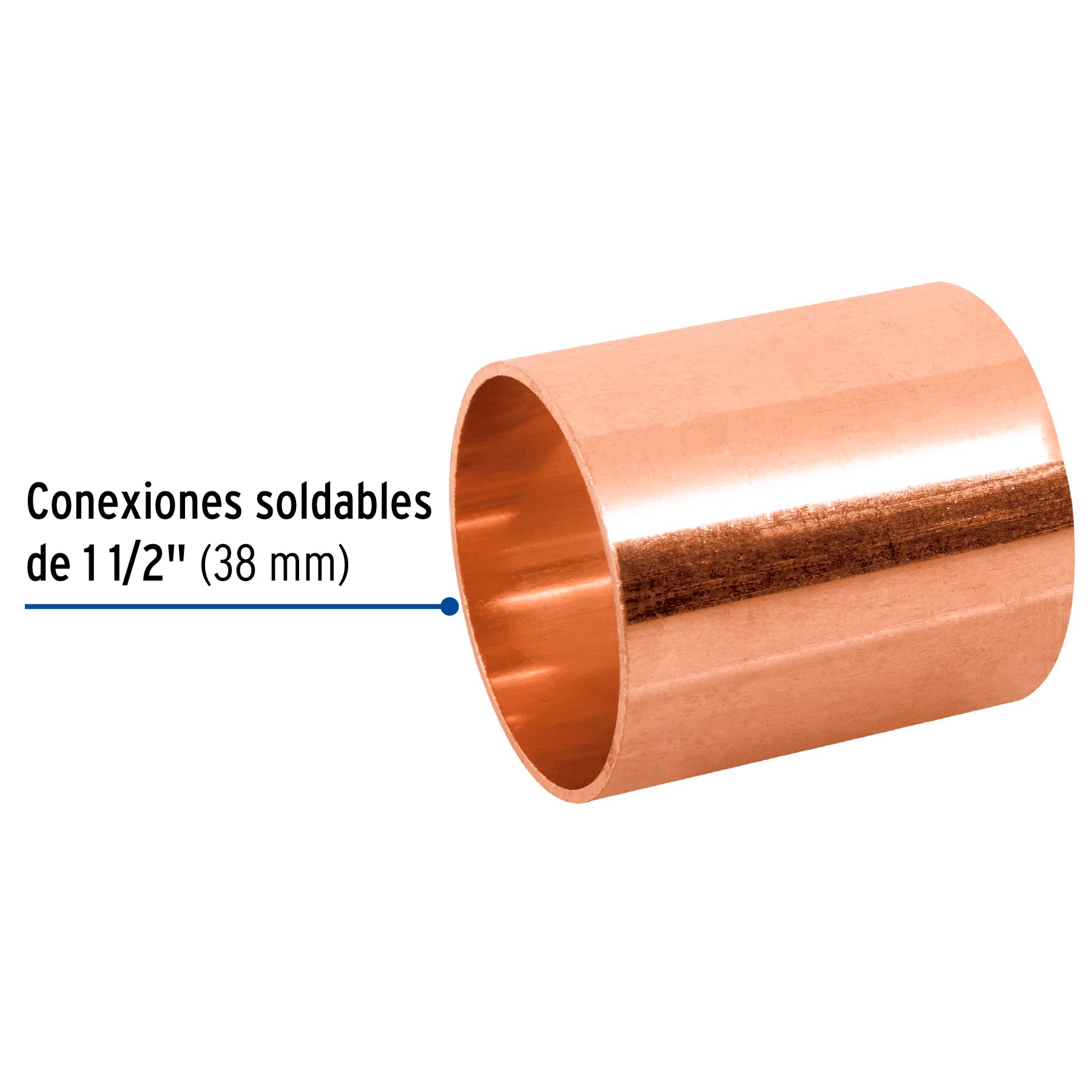 Cople de cobre 1-1/2", sin ranura, FOSET