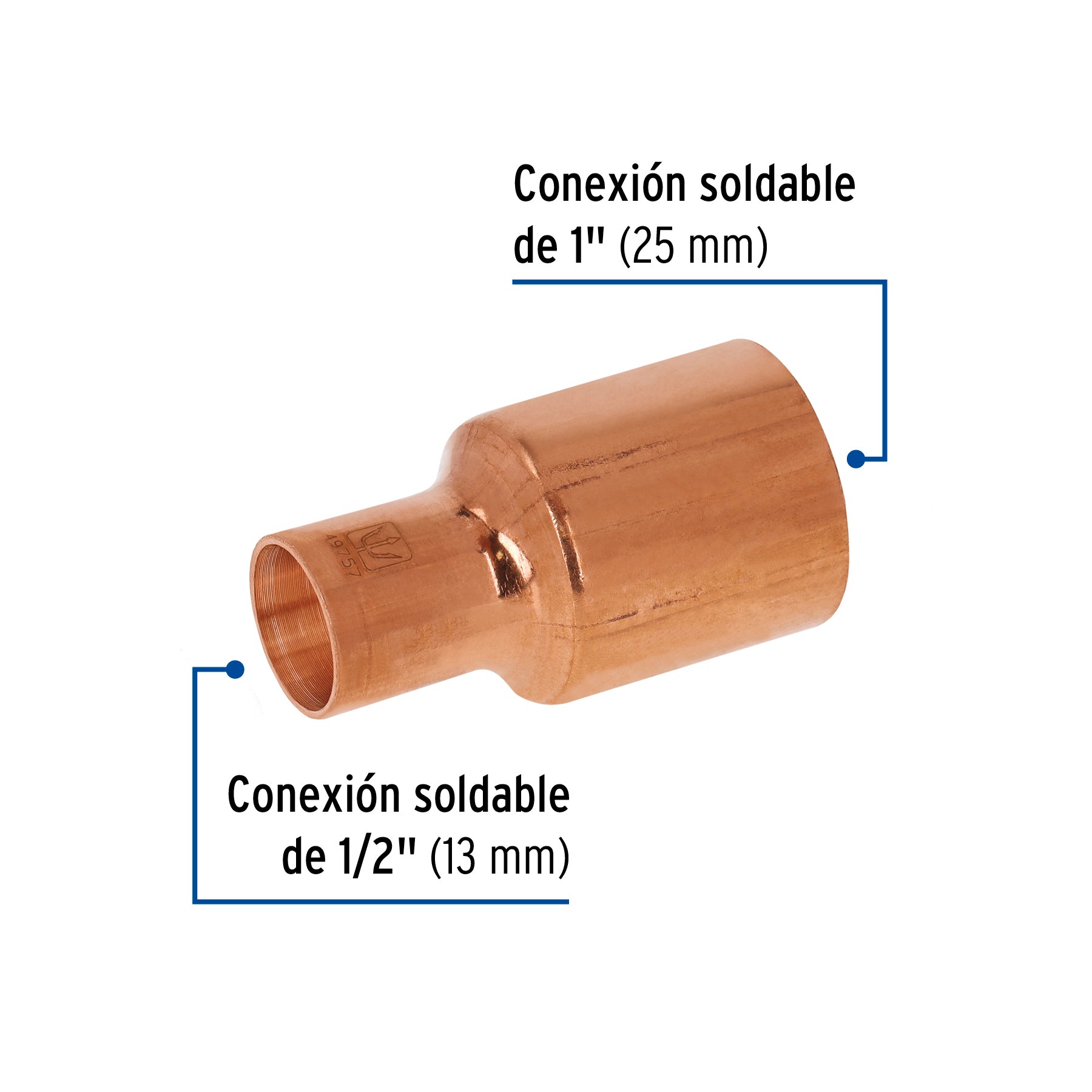 Reducción bushing de cobre, 1 x 1/2", FOSET