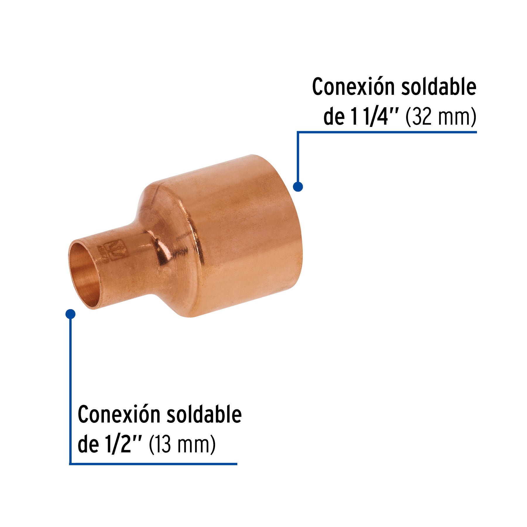 Reducción bushing de cobre 1-1/4 x 1/2", FOSET