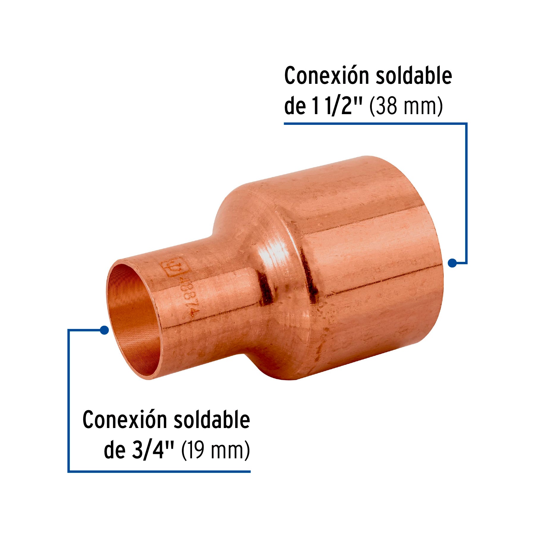 Reducción bushing de cobre 1-1/2 x 3/4", FOSET