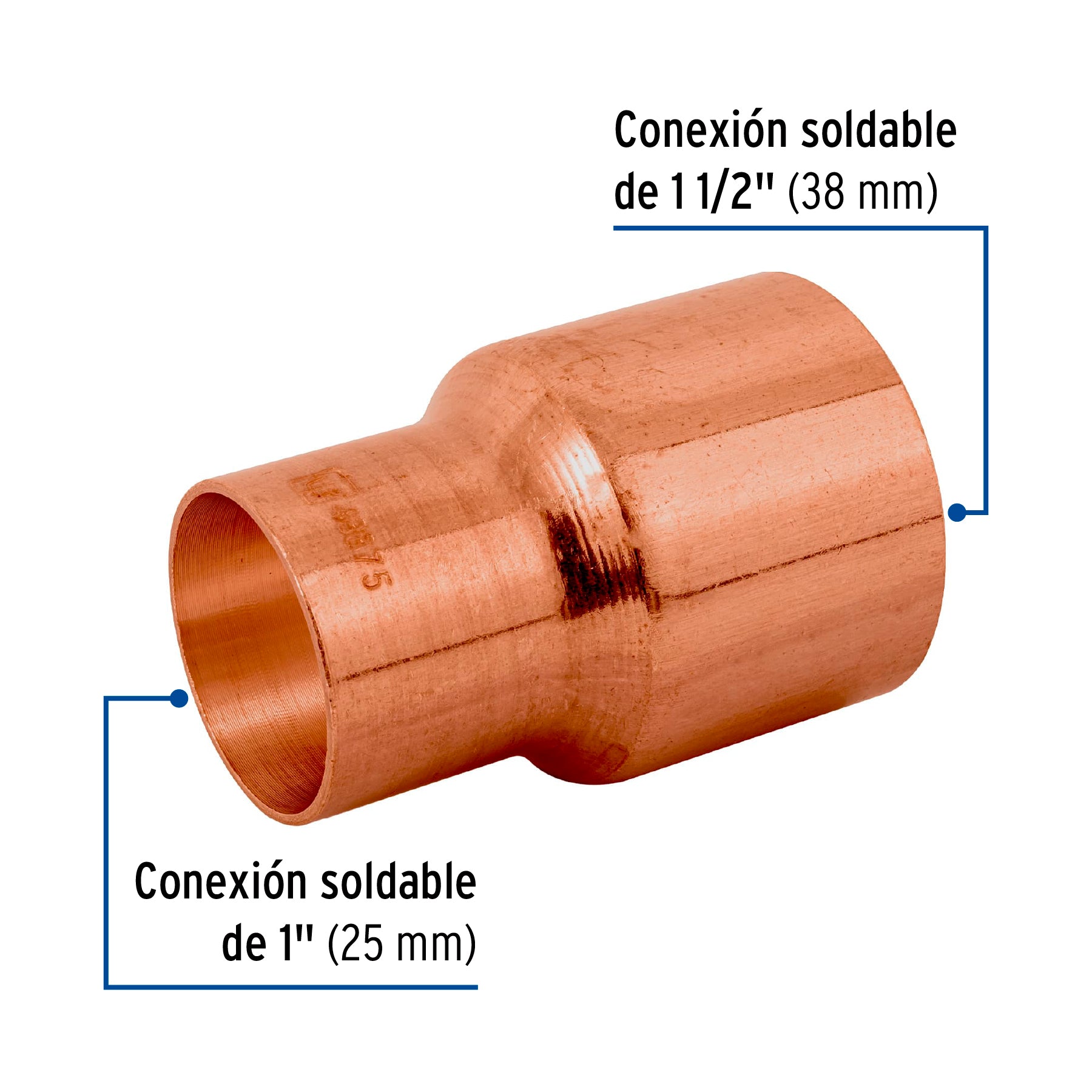 Reducción bushing de cobre 1-1/2 x 1", FOSET