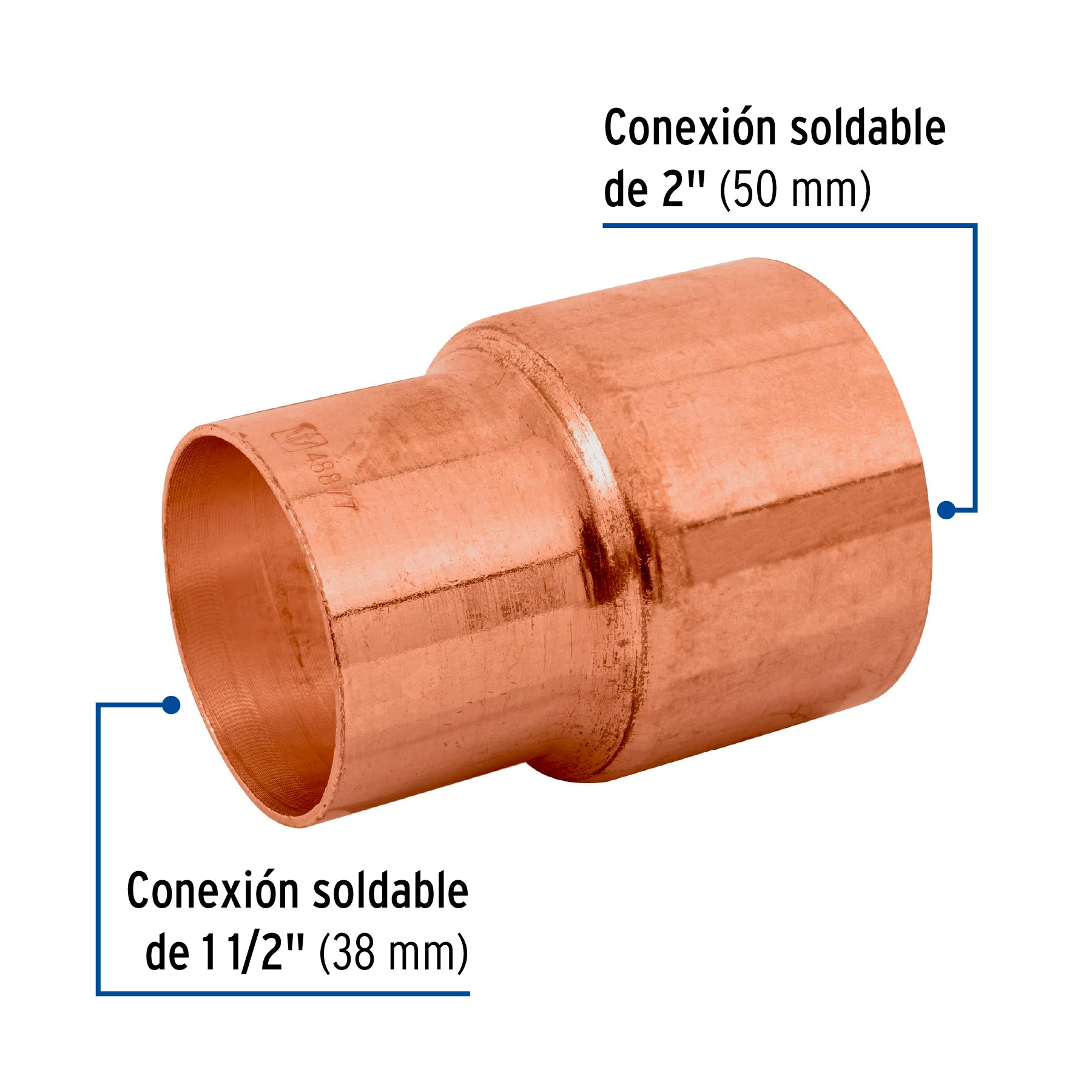 Reducción bushing de cobre 2 x 1-1/2", FOSET