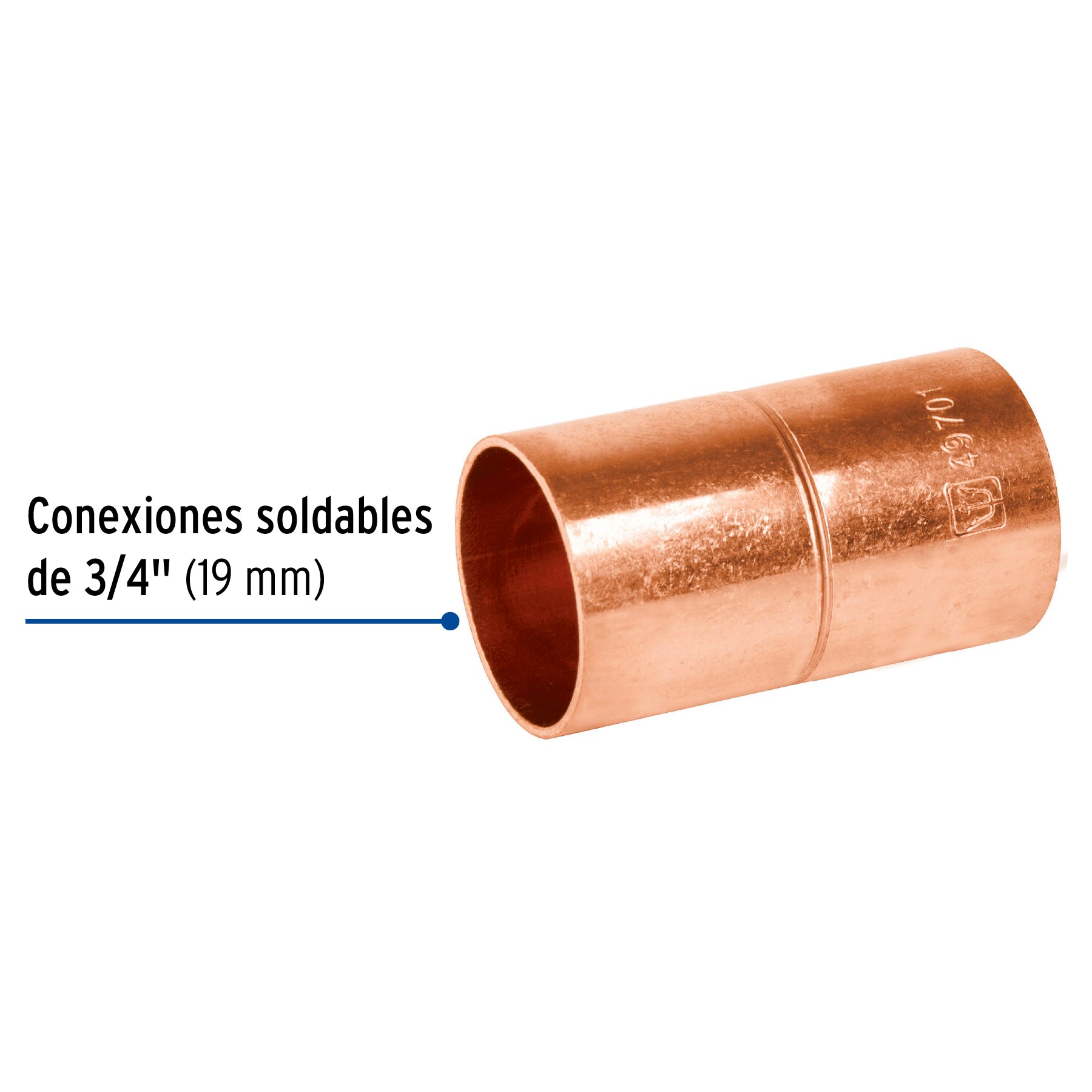 Cople de cobre 3/4", con ranura, FOSET
