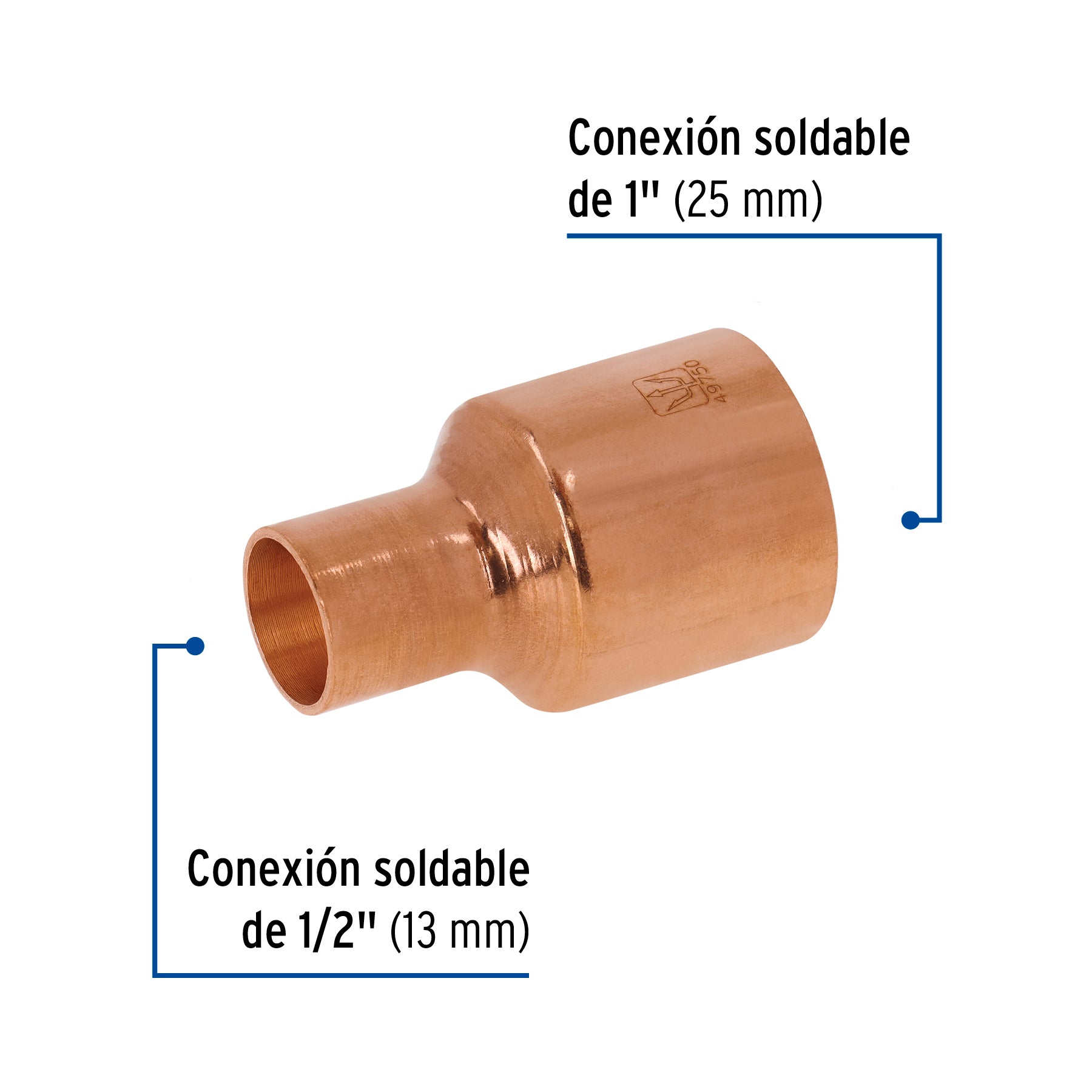Reducción campana de cobre 1 x 1/2", FOSET