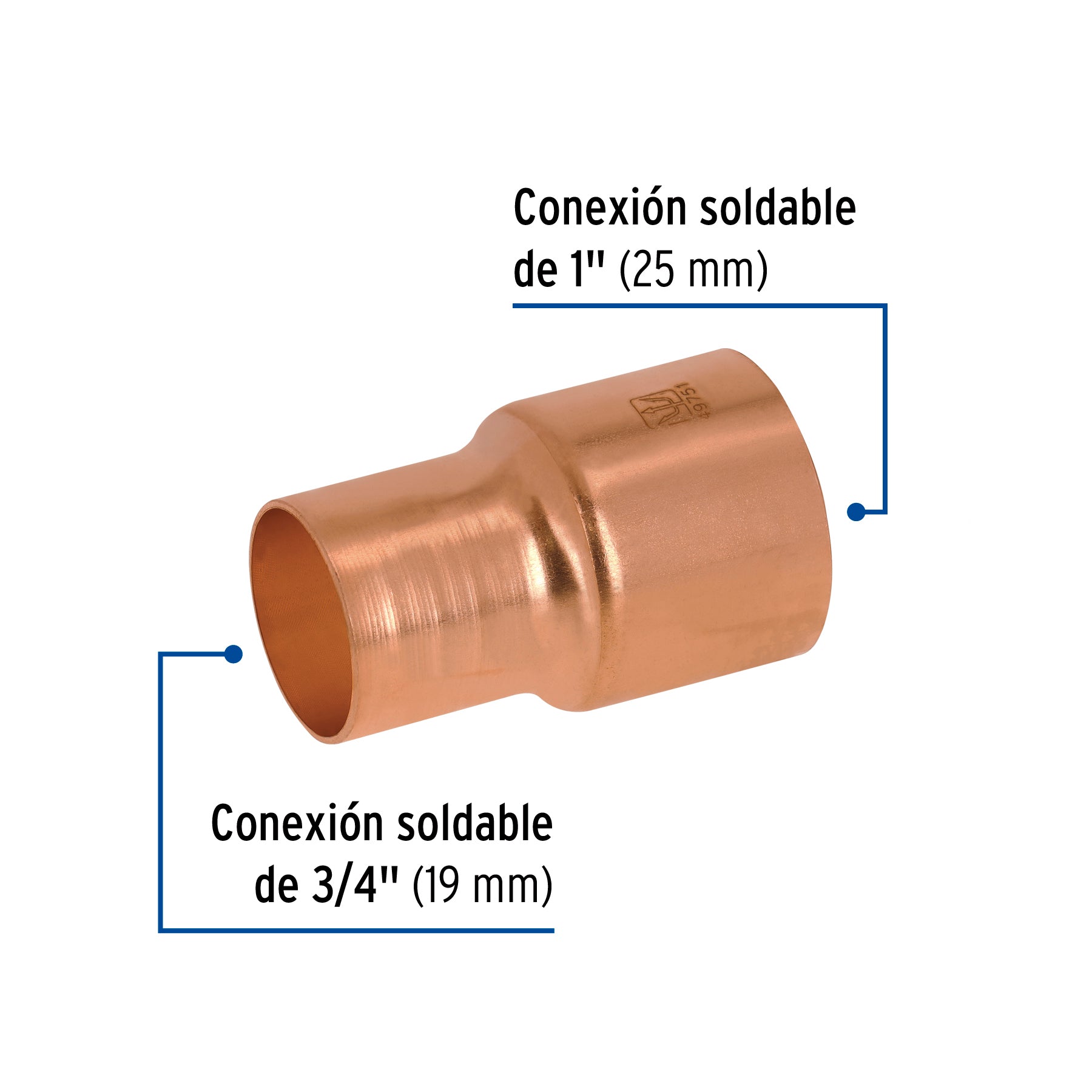 Reducción campana de cobre 1 x 3/4", FOSET