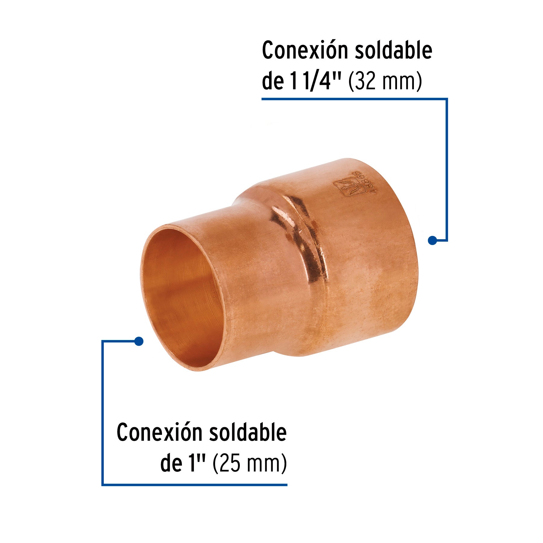 Reducción campana de cobre 1-1/4 x 1", FOSET