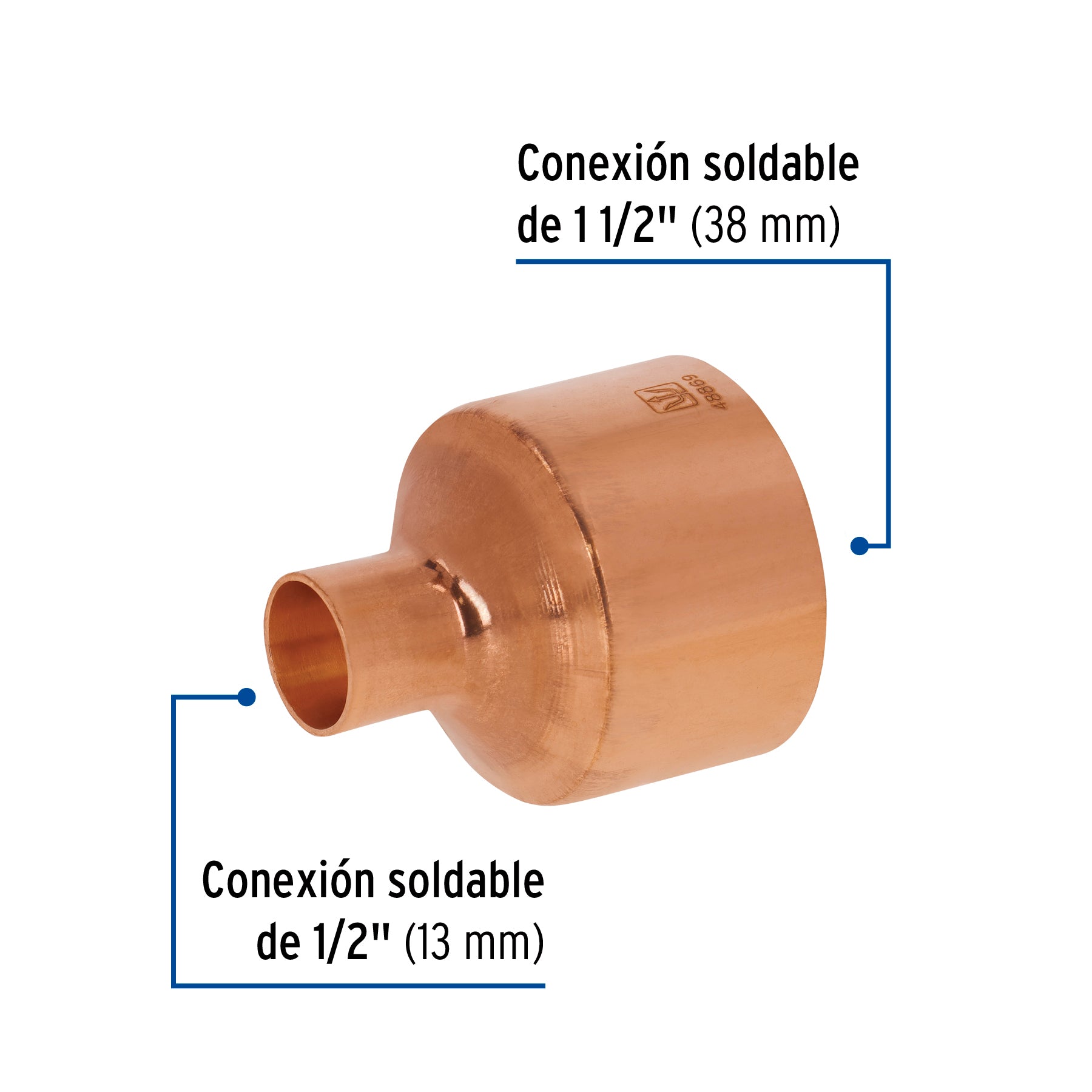 Reducción campana de cobre 1-1/2 x 1/2", FOSET