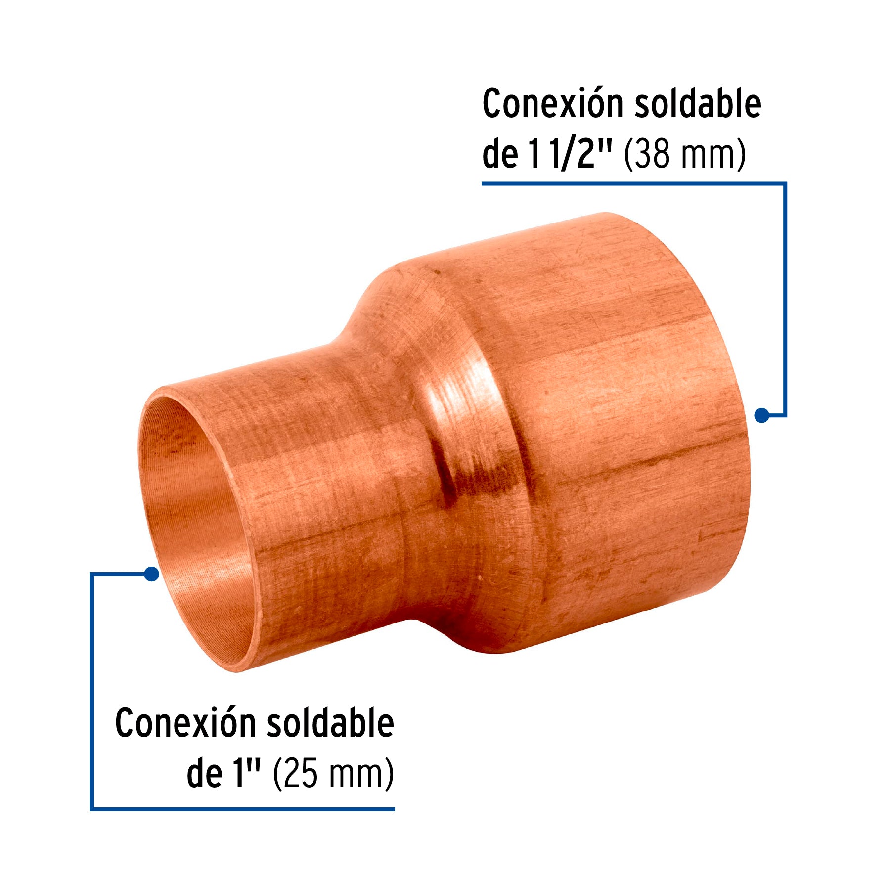 Reducción campana de cobre 1-1/2 x 1", FOSET