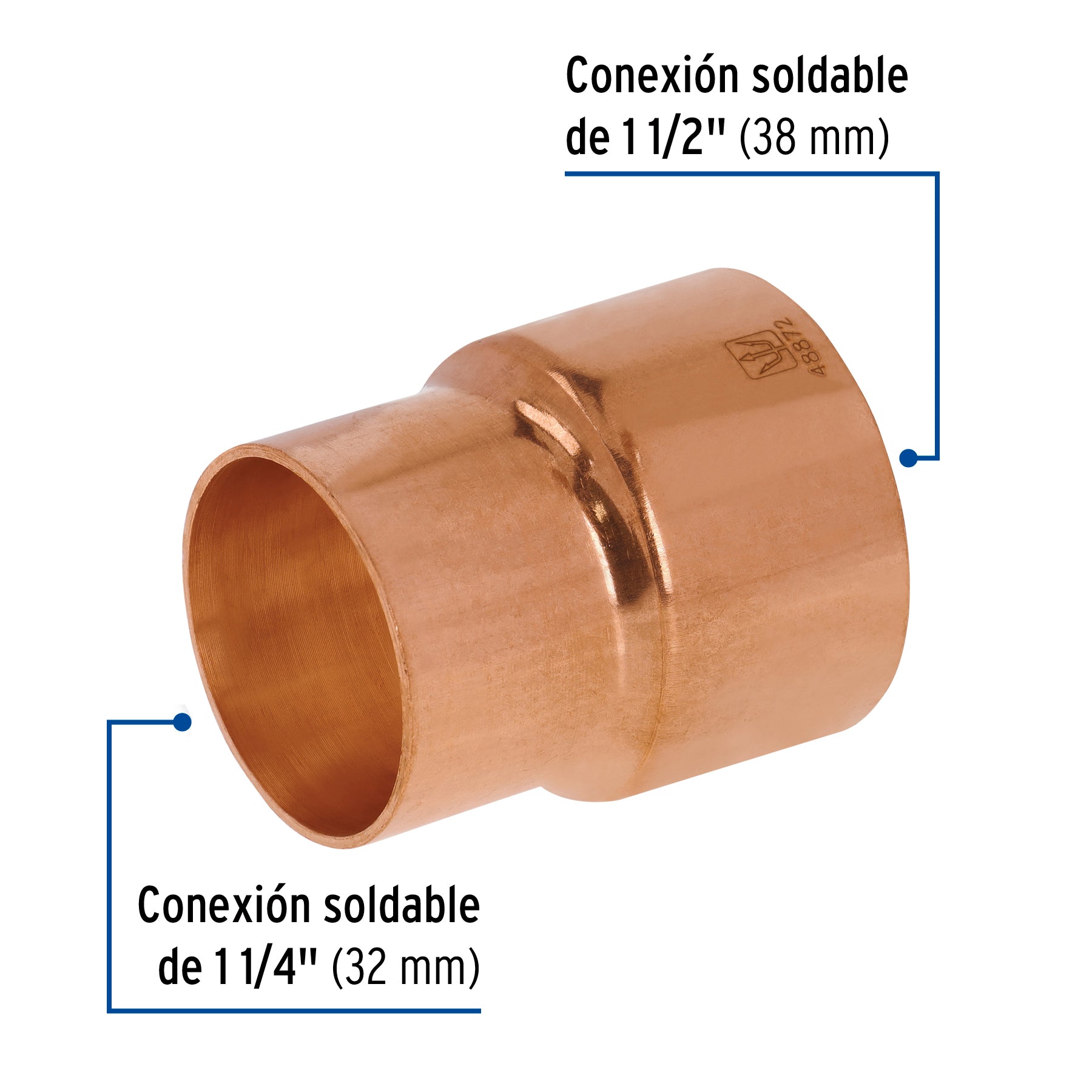 Reducción campana de cobre 1-1/2 x 1-1/4", FOSET