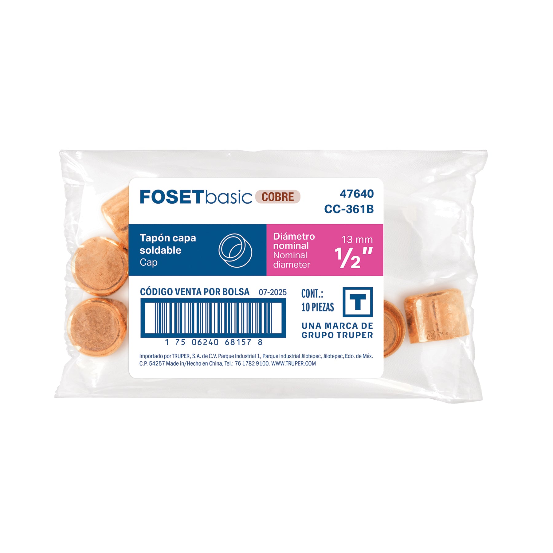 Tapón capa de cobre 1/2", FOSET BASIC