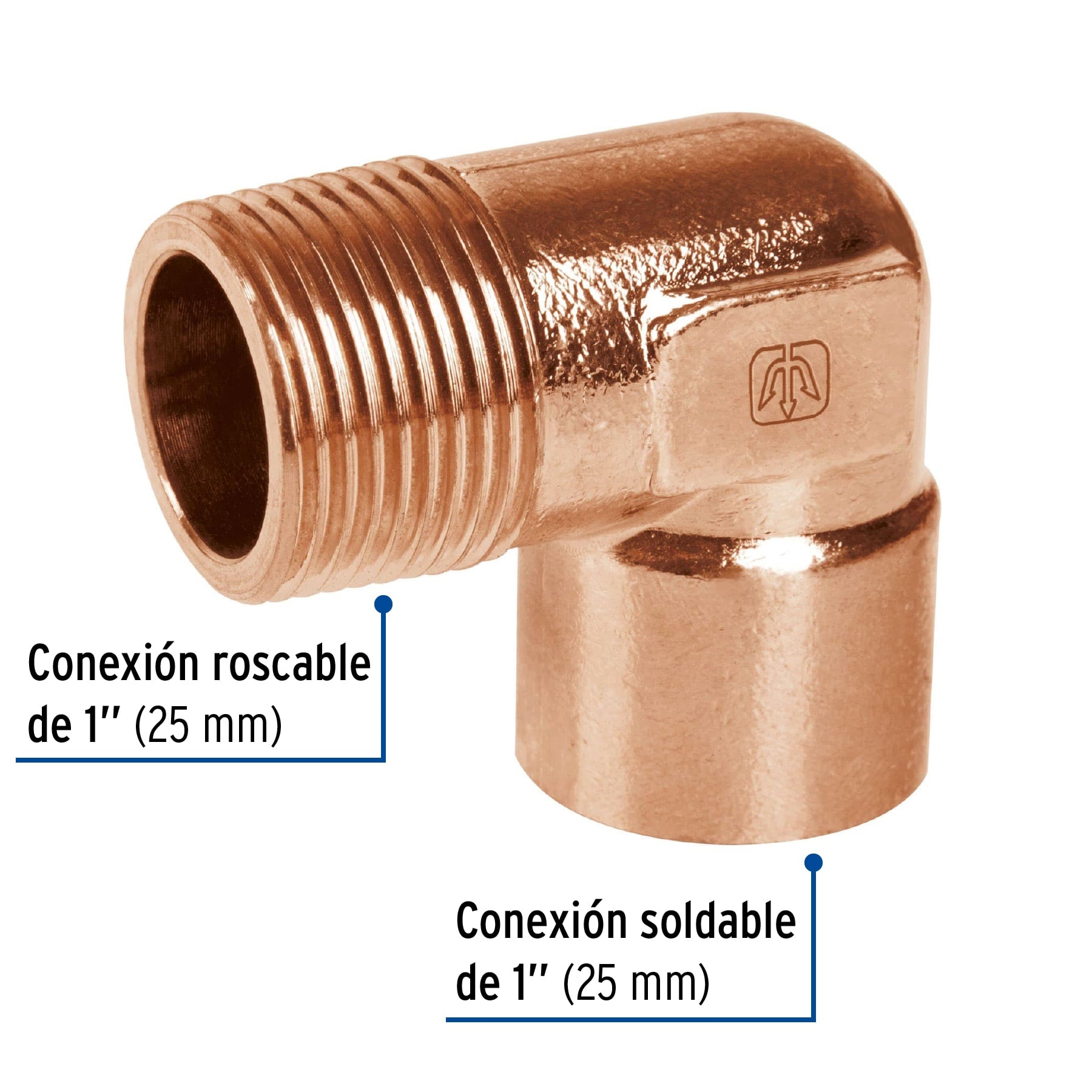 Codo 90° de cobre, rosca exterior 1", FOSET