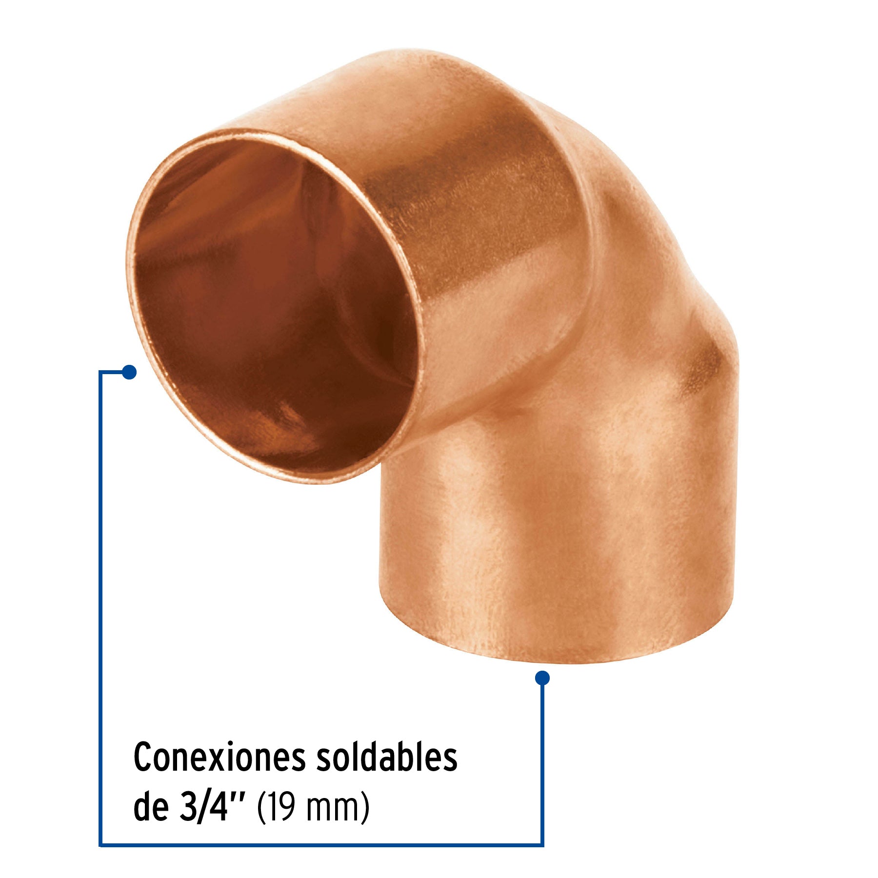 Codo 90° de cobre 3/4", FOSET BASIC