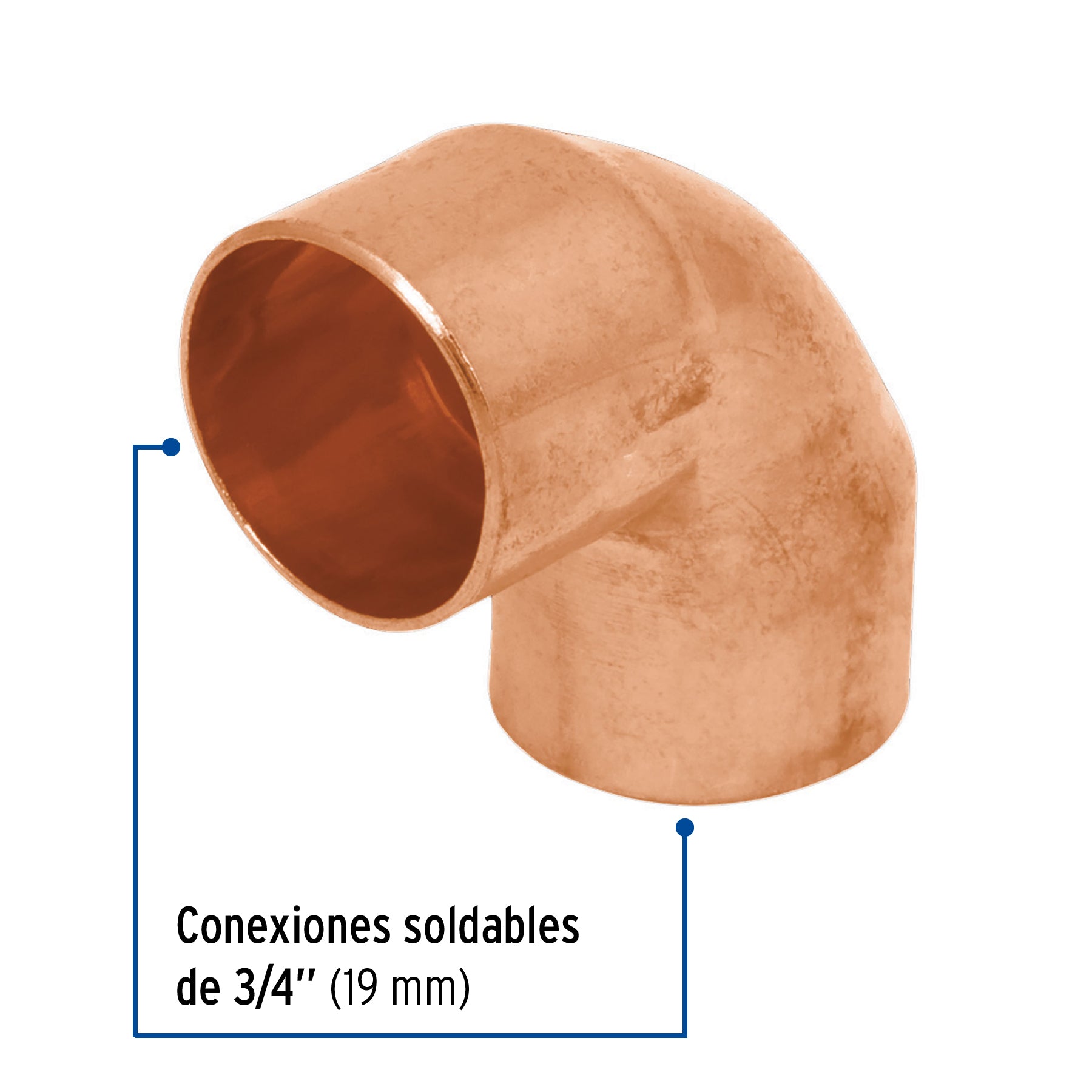 Codo 90° de cobre de 3/4", FOSET