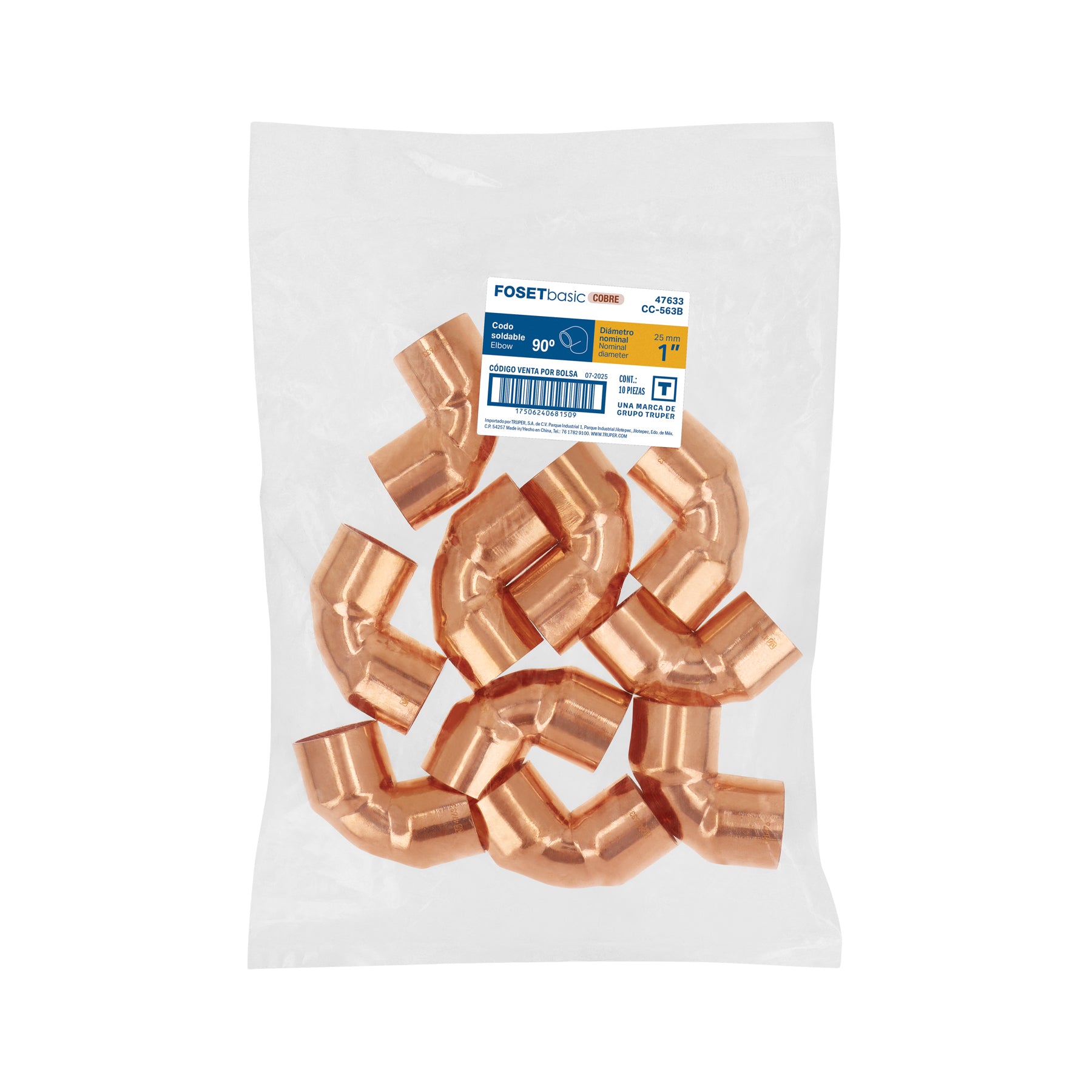 Codo 90° de cobre 1", FOSET BASIC