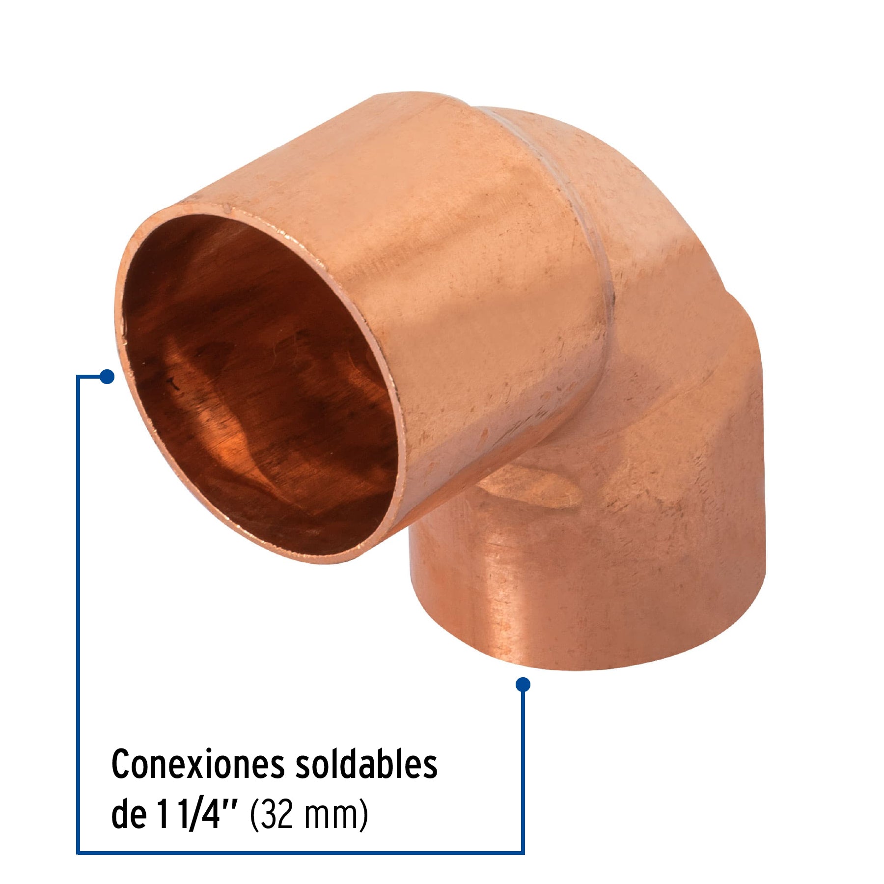 Codo 90° de cobre de 1-1/4", FOSET