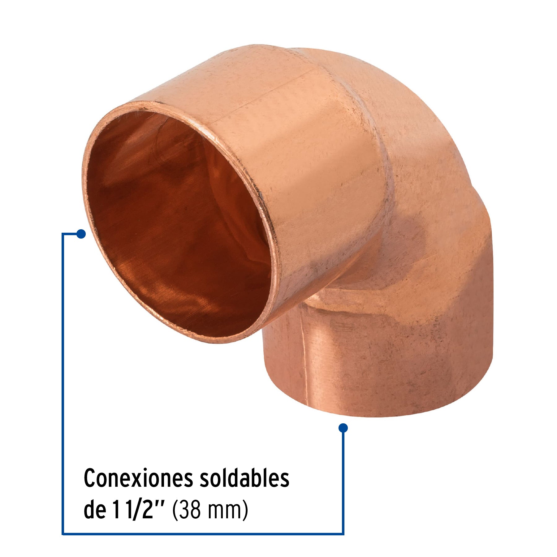 Codo 90° de cobre de 1-1/2", FOSET