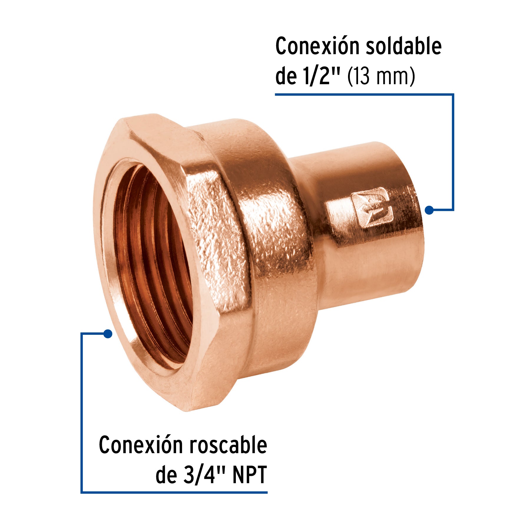Conector reducido hembra 1/2 x 3/4", FOSET