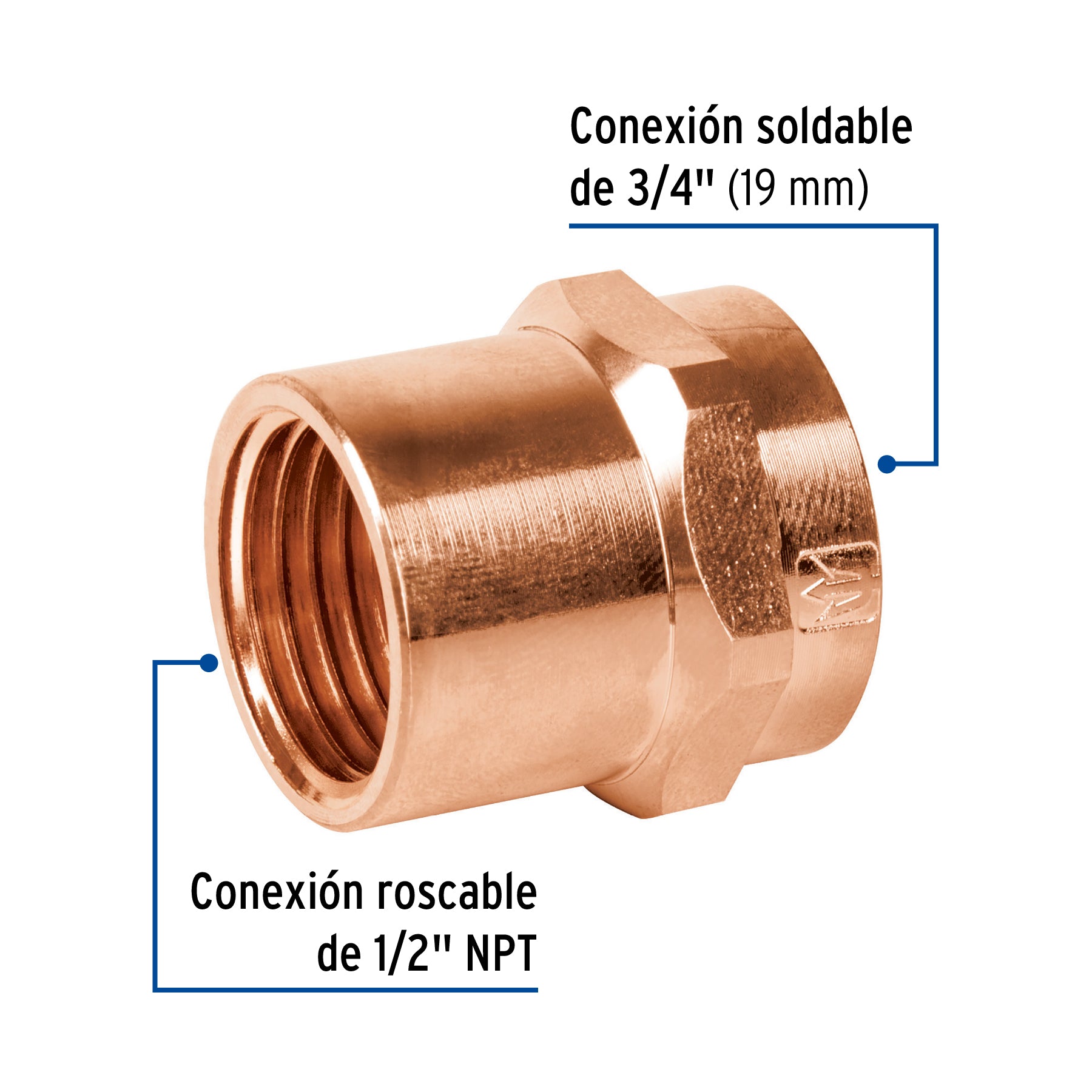 Conector reducido hembra 3/4 x 1/2", FOSET