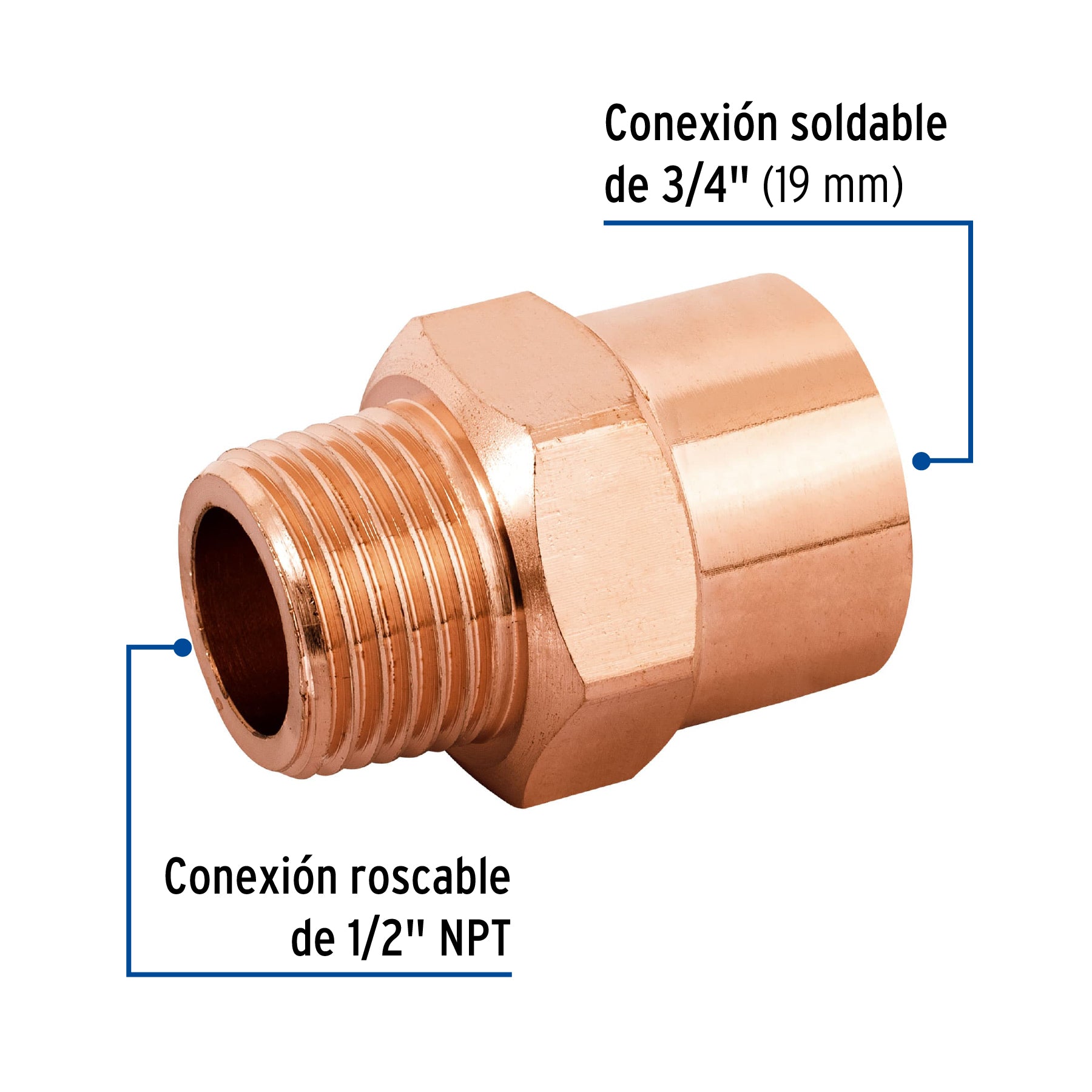 Conector reducido macho 1/2 x 3/4", FOSET