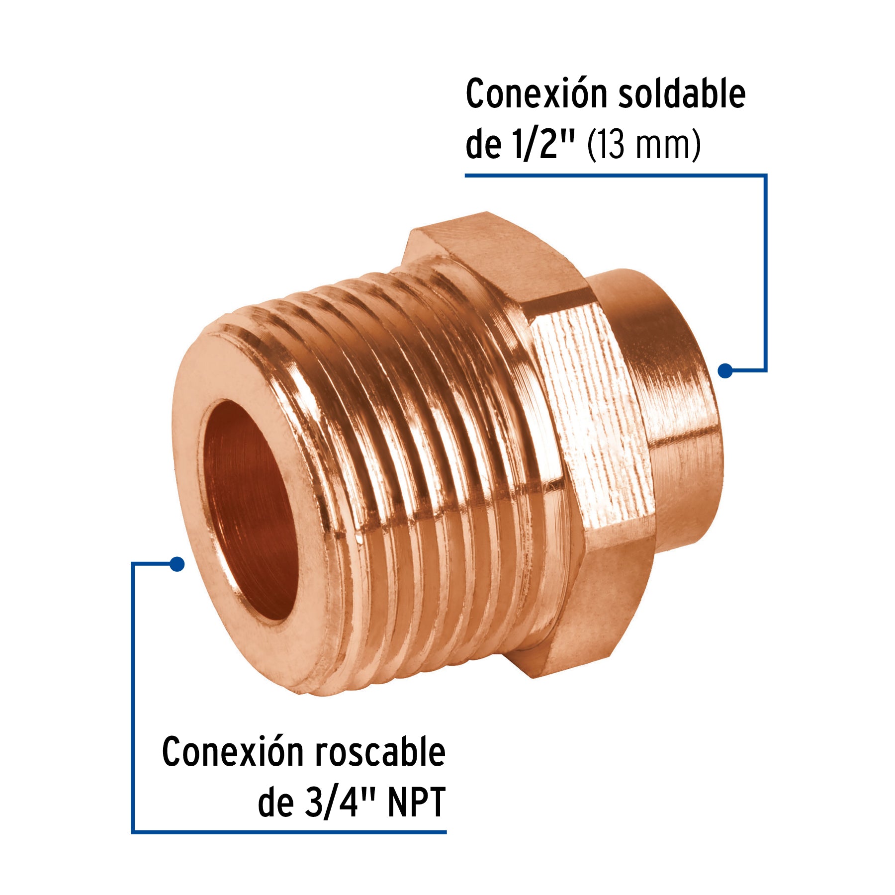 Conector reducido macho 3/4 x 1/2", FOSET