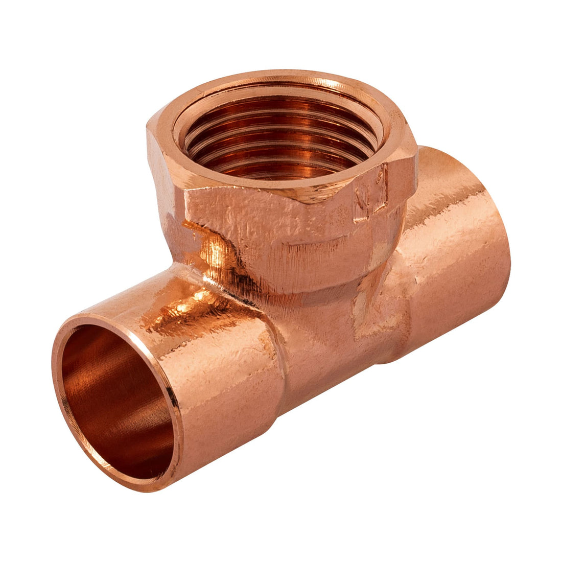 Tee de cobre rosca interior central 1/2", FOSET