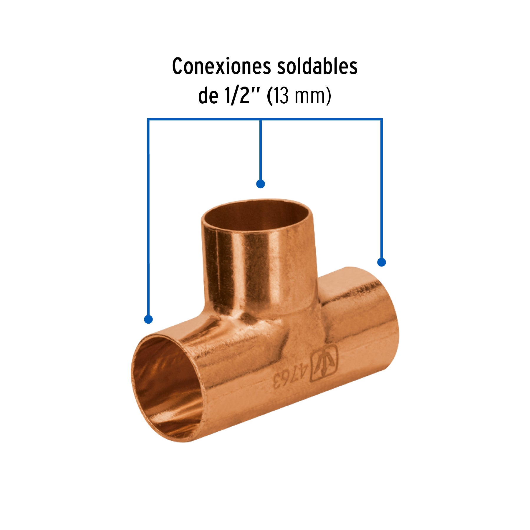 Tee sencilla de cobre 1/2", FOSET BASIC
