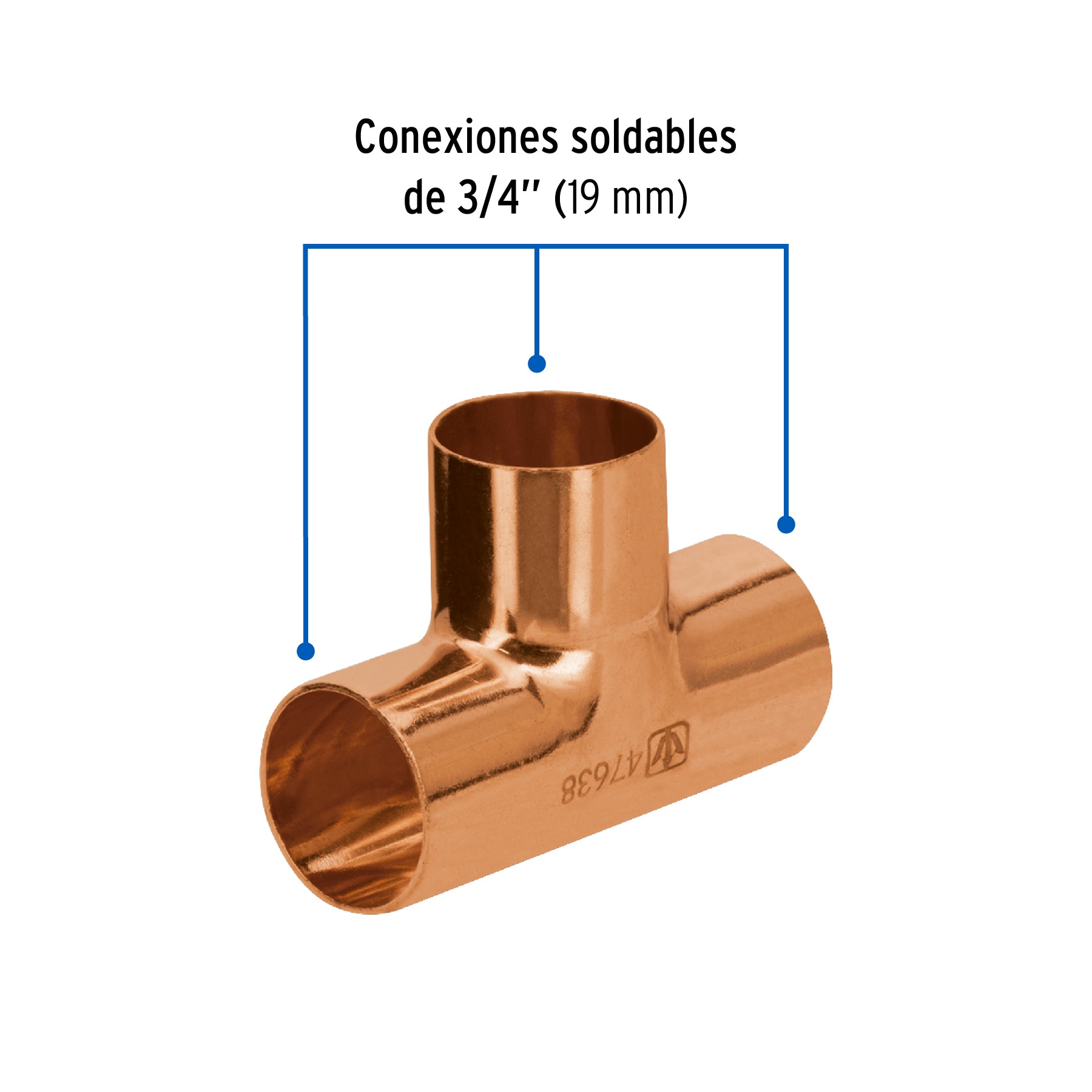 Tee sencilla de cobre 3/4", FOSET BASIC
