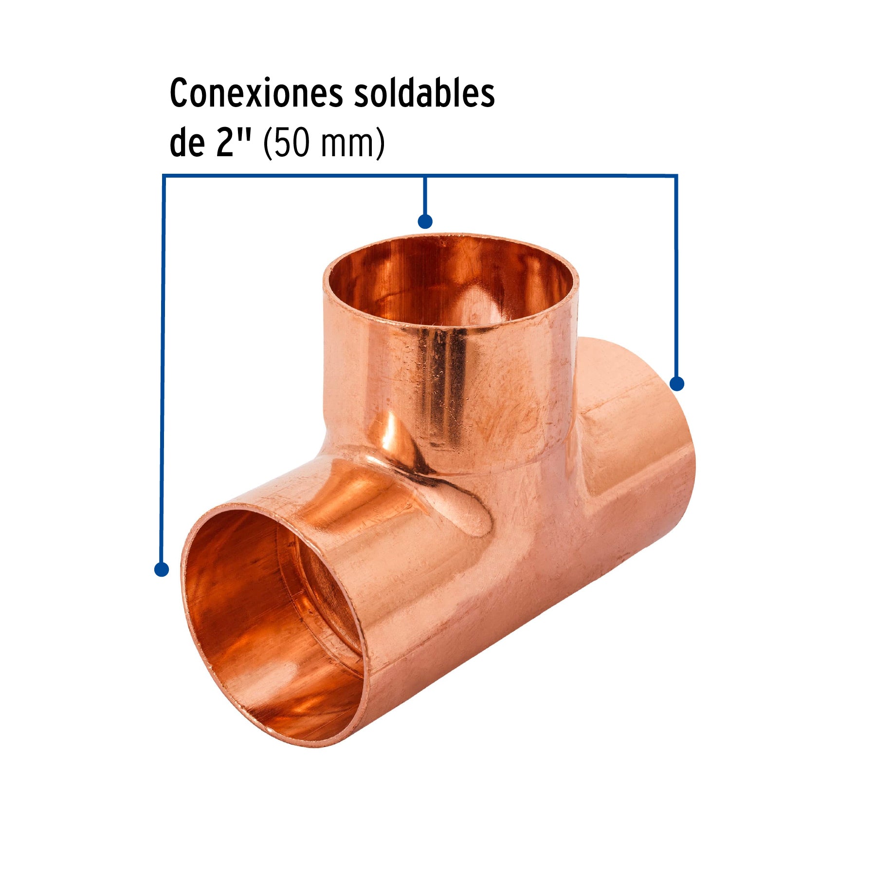 Tee sencilla de cobre 2", FOSET