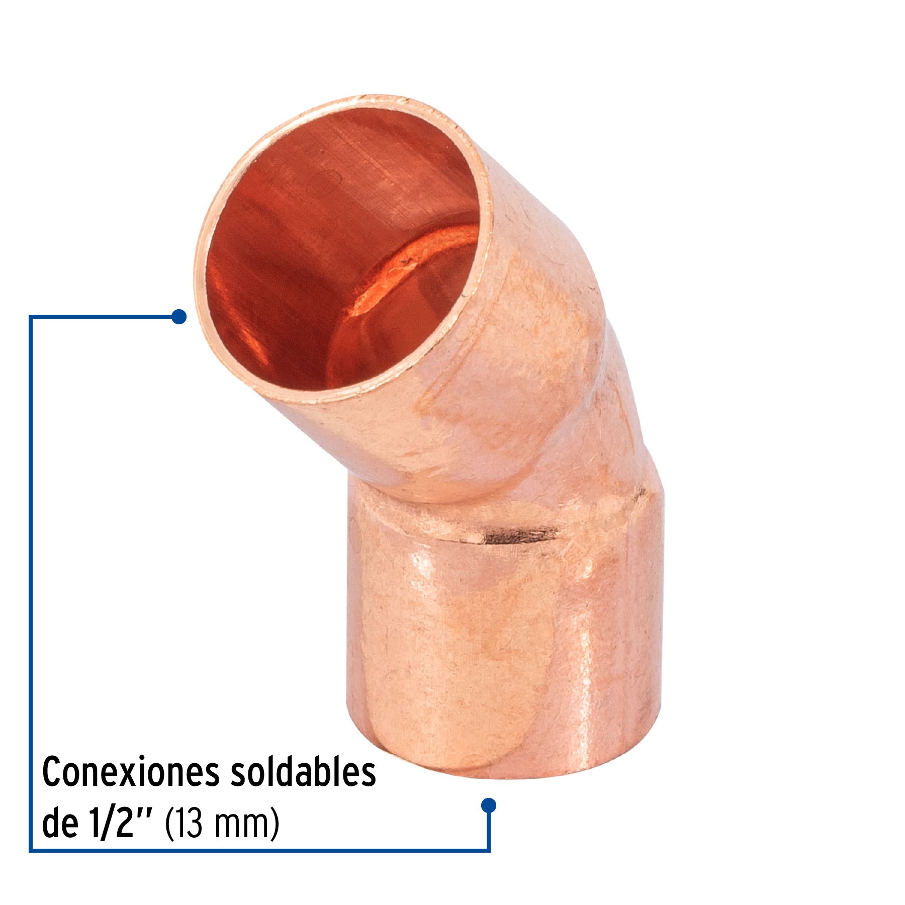 Codo 45° de cobre 1/2", FOSET