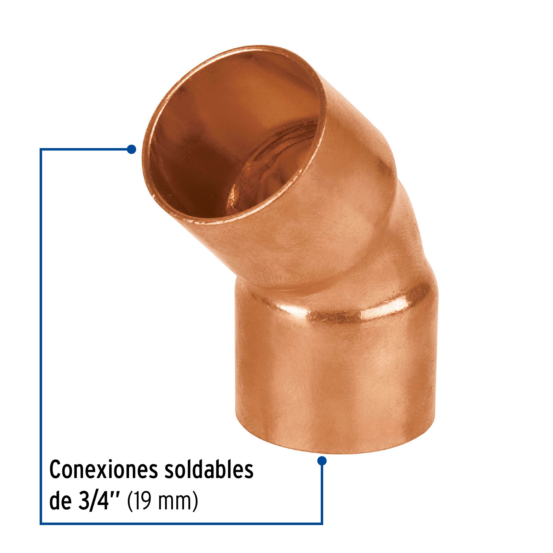 Codo 45° de cobre 3/4", FOSET BASIC