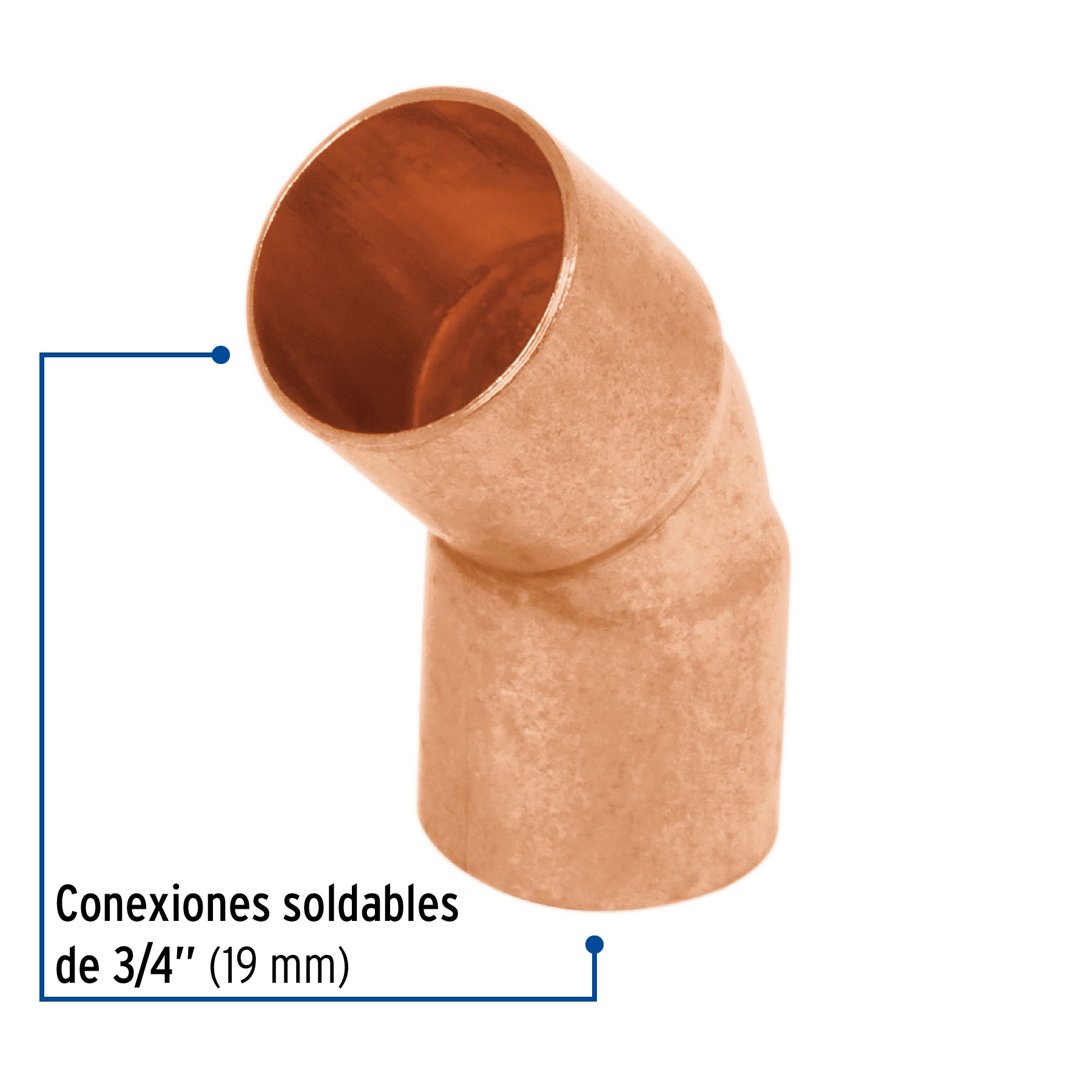 Codo 45° de cobre 3/4",FOSET