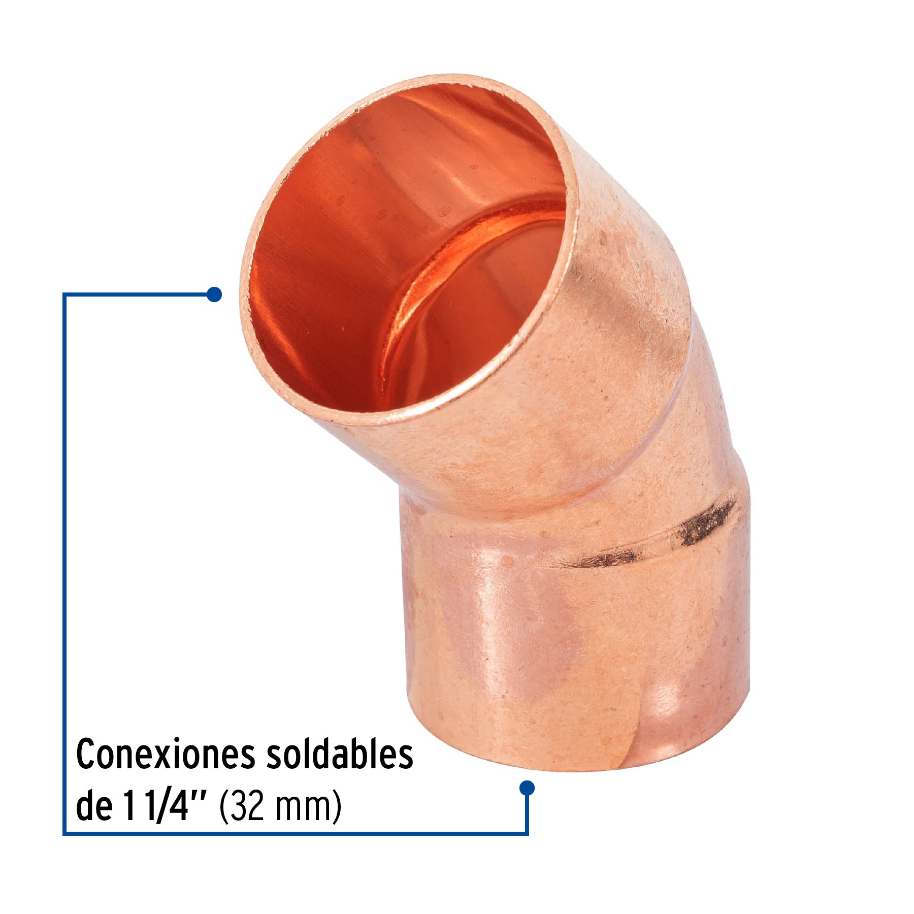 Codo 45° de cobre 1-1/4", FOSET