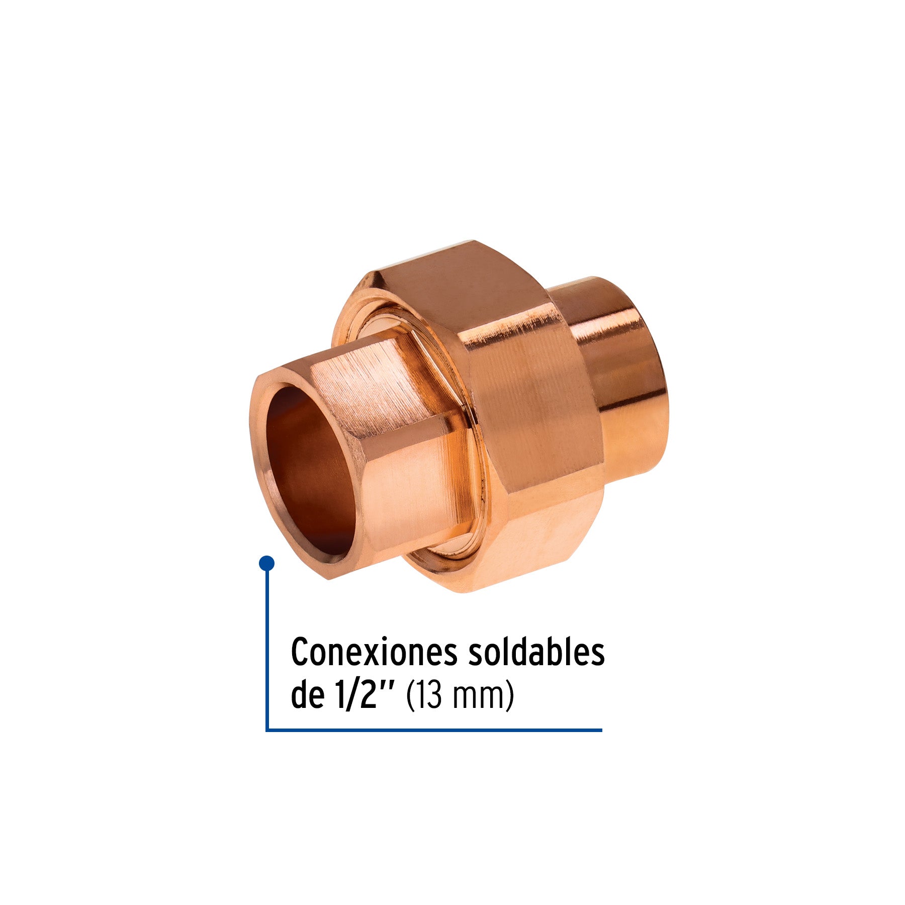 Tuerca unión de cobre de 1/2", FOSET BASIC